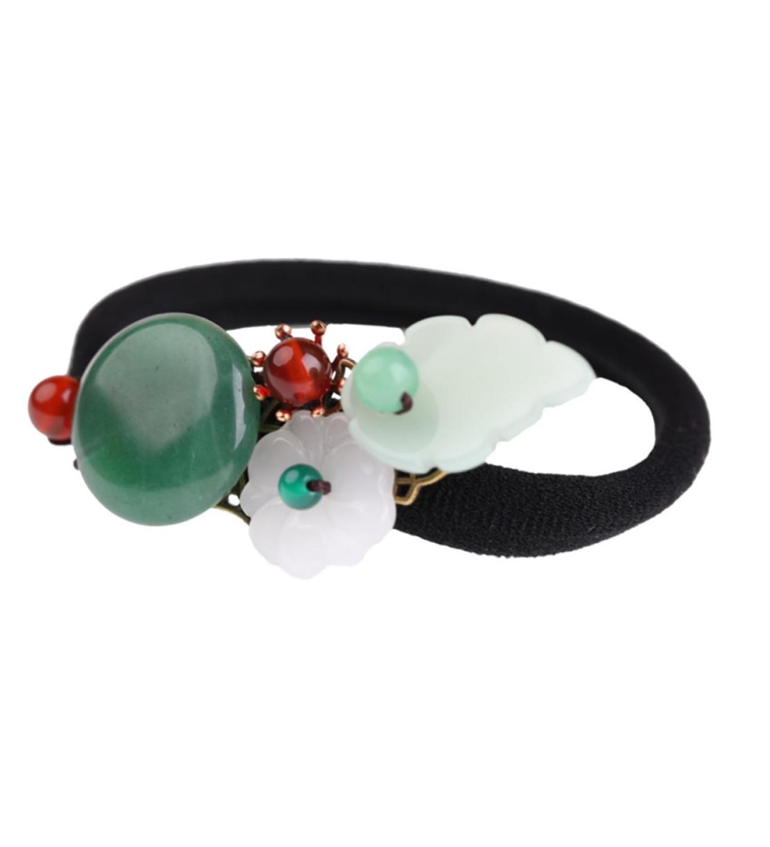 BIUDECO Hair Scrunchie Hanfu Hair Jewelry Hair Rope Hanfu Hair Accessory Qipao Hair Accessories Hair Elastics Chinese Hanfu Headwear Hanfu Hair Tie Miss Aventurine Jade Ponytail - Buy Online on GoSupps.com