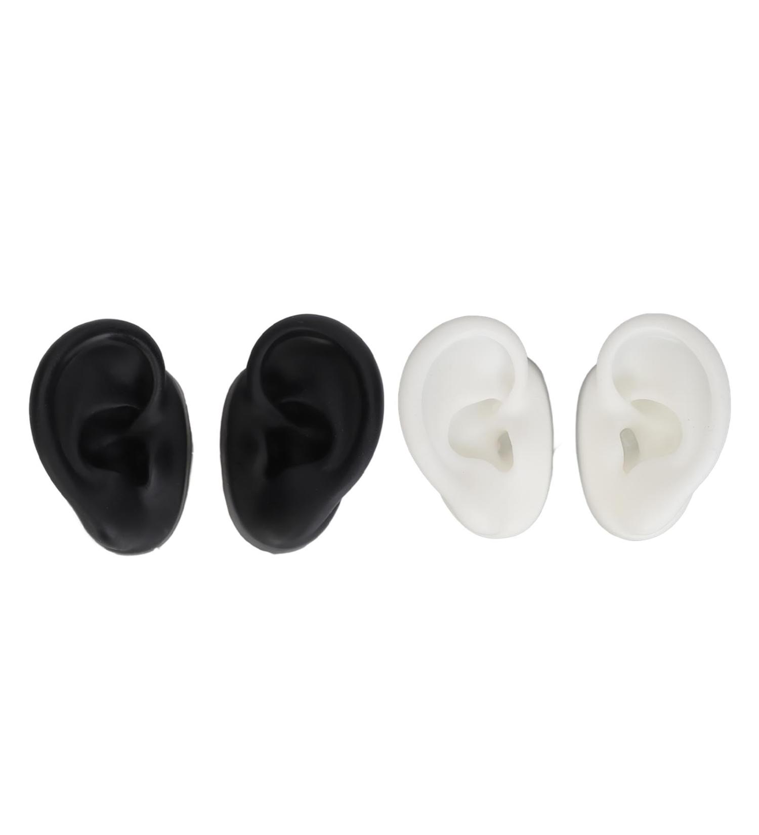 Silicone Ear Model Simulation Left Right Silicone Ear Model Reusable 2 Pair for Practice (Black and White) - Buy Online on GoSupps.com