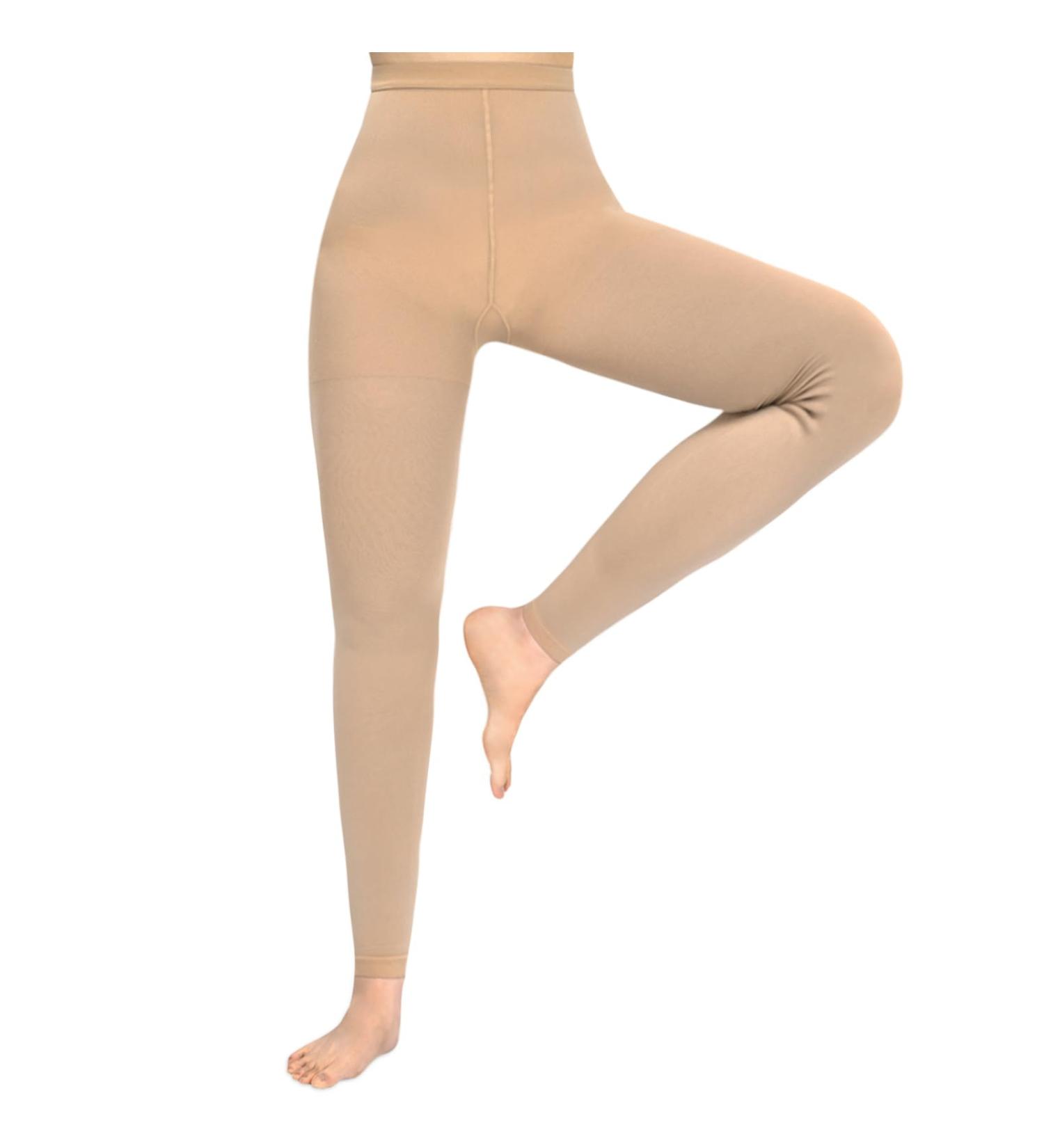 Evolyline Medical Compression Pantyhose for Women & Men 20-30mmHg Footless Graduated Support Tights Compression Pantyhose Opaque Compression Socks Stockings for Varicose Veins Edema Flight Nursing Beige M - Buy Online on GoSupps.com