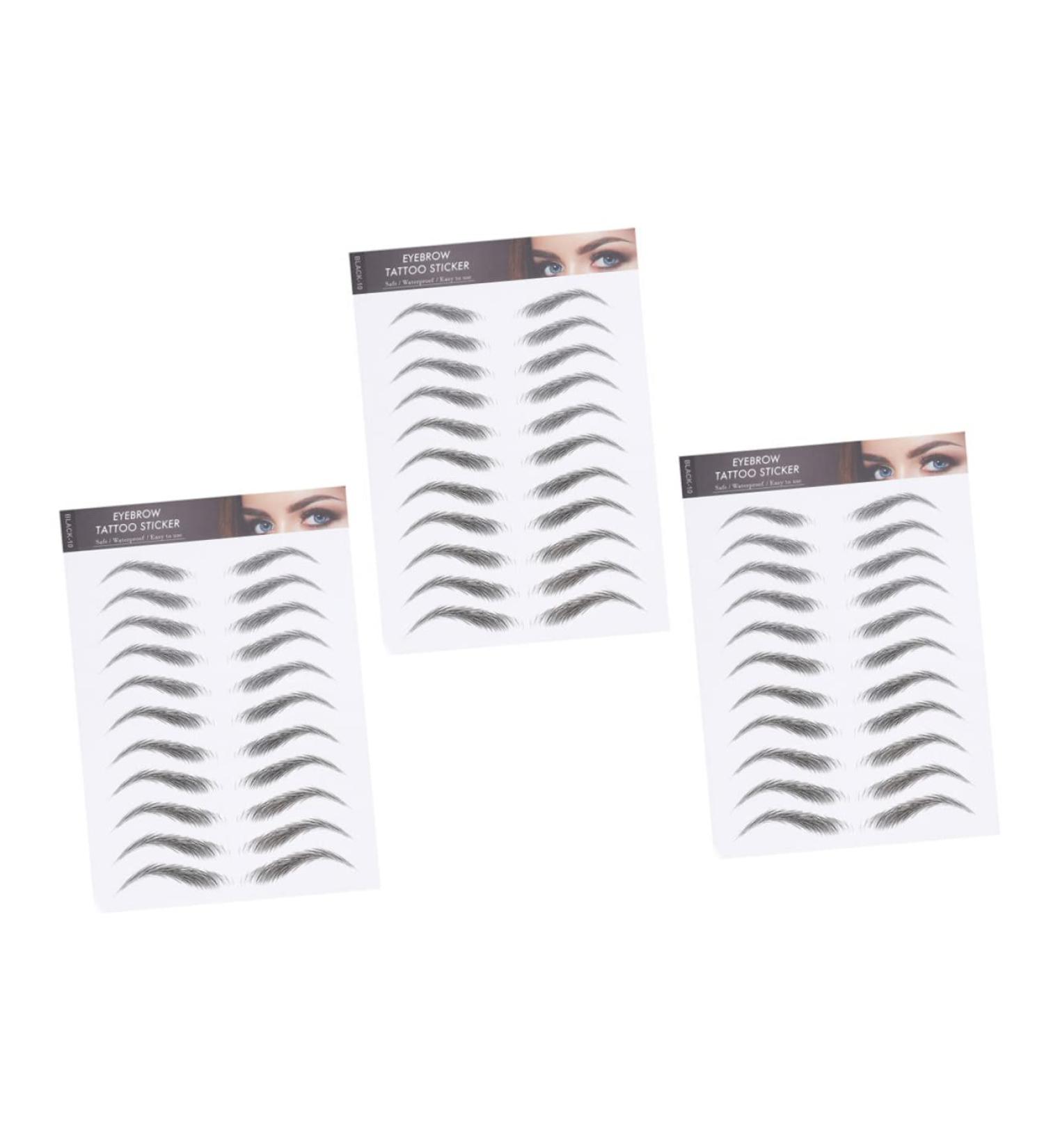 POPETPOP 3 Sheets Waterproof Eyebrow Stickers Fake Eyebrows Mens Real Fake Eyebrow Stickers Hair 6d Cosmetic 21x15cm Black 2 - Buy Online on GoSupps.com