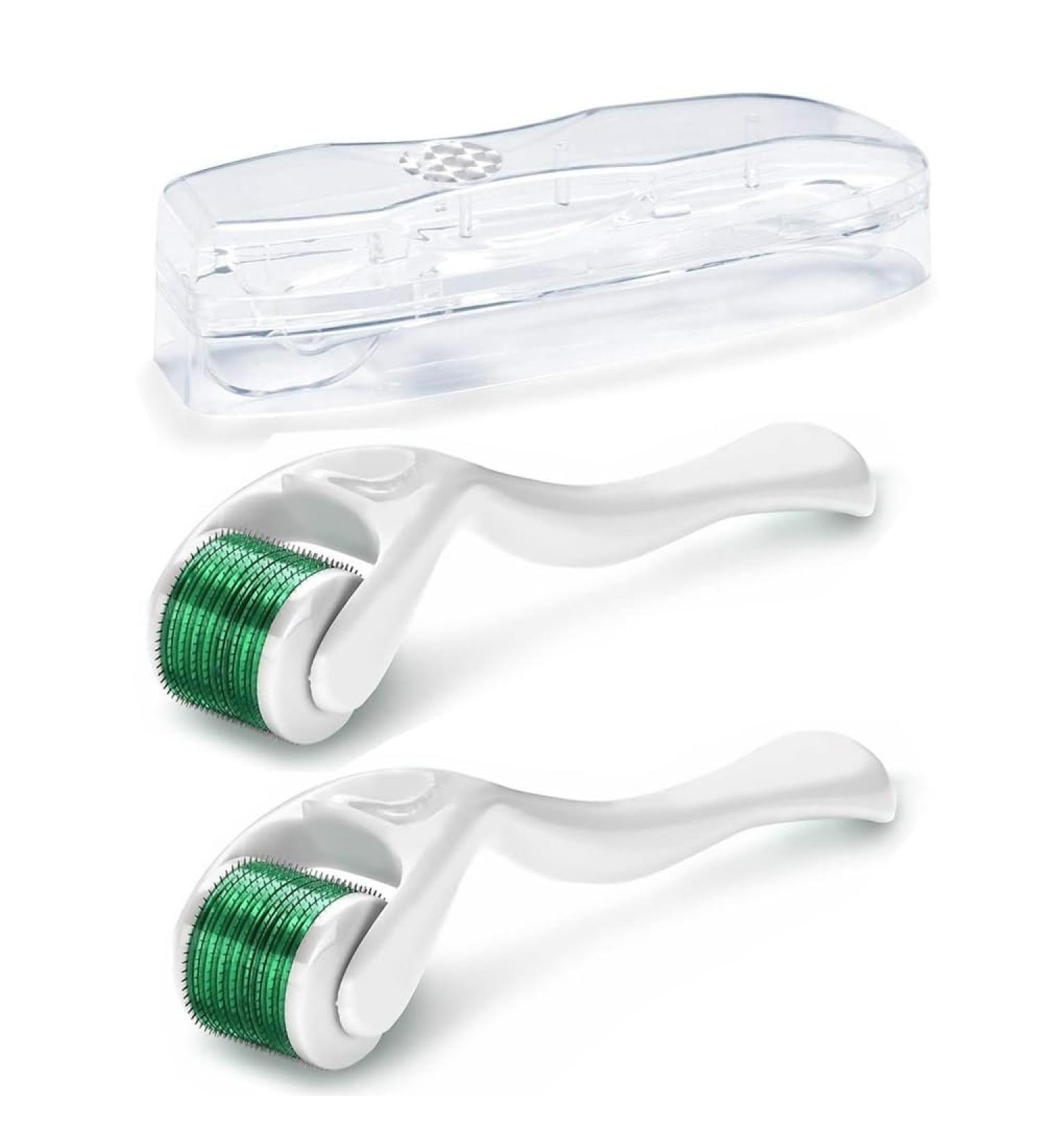 Zemolo 2Pcs Derma Roller Set 0.5mm & 1mm Beard Roller - 540 Needles Micro-Needles for Hair, Skin, Face & Body - Men & Women - Green - Buy Online on GoSupps.com