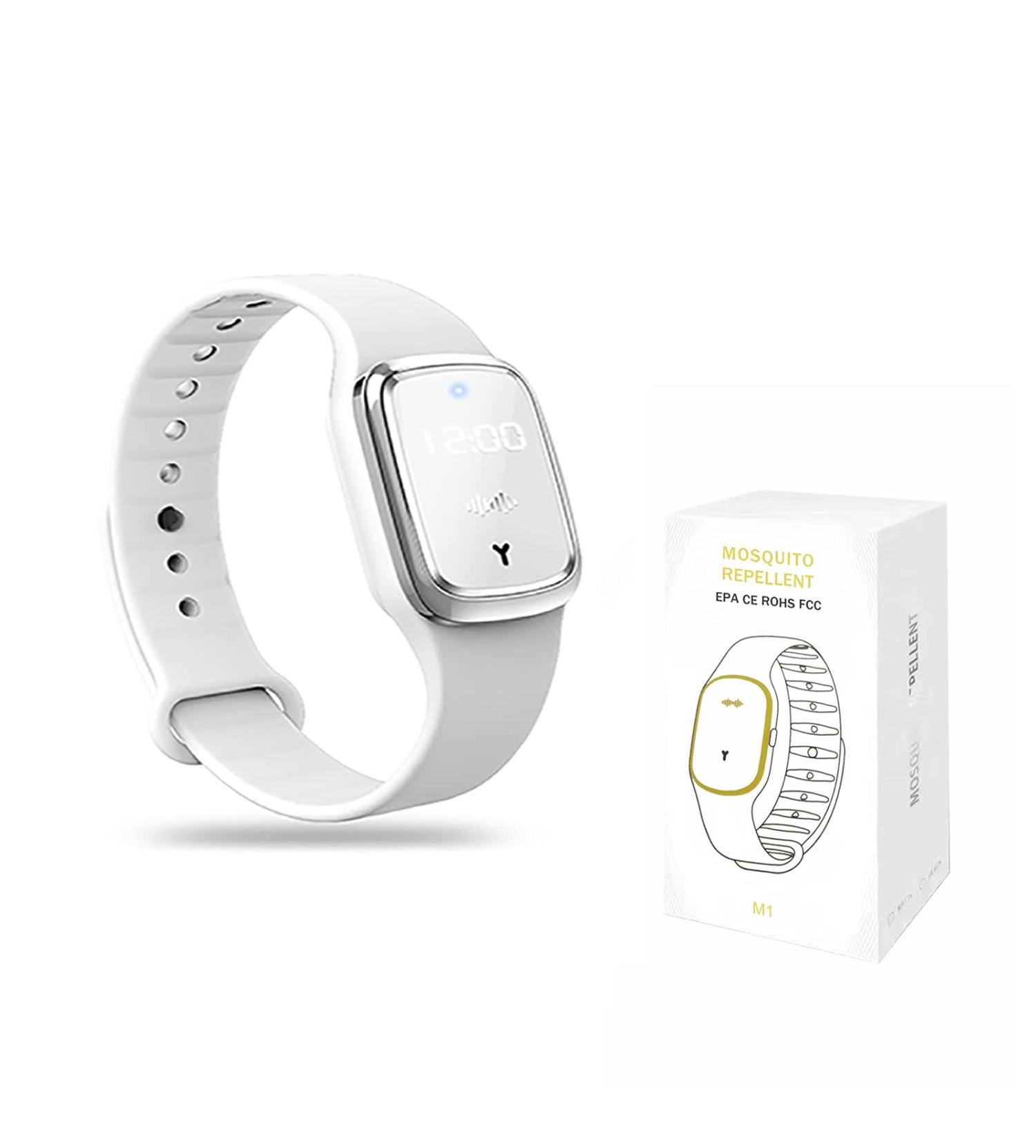 Ultrasonic Mosquito Repellent Bracelet Watch | USB Rechargeable Anti Mosquito Wristband - White | 1 Count - Buy Online on GoSupps.com