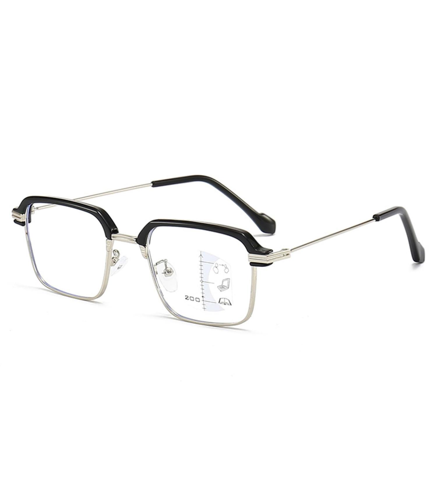 Progressive Multifocus Reading Glasses for Men Trendy Large Frame Blue Light Blocking Readers Anti Glare Glasses(Couleur:Silver Grandeur:2.5x) - Buy Online on GoSupps.com