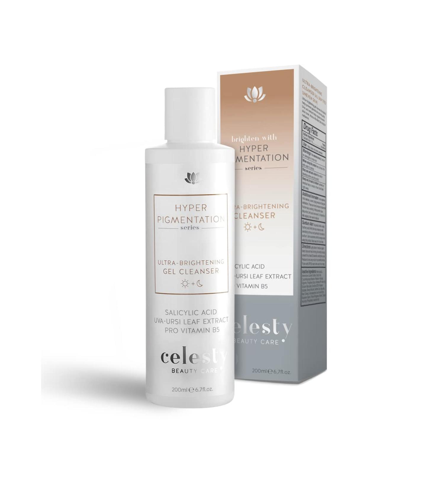 Celesty Beauty Brightening Face Wash Facial Cleanser Gel Vitamin C Glycolic Acid (AHA) Salicylic Acid (BHA) Uva Ursi Leaf Extract Pro Vitamin B5 For Sensitive Skin Large 6.7 fl.oz. - Buy Online on GoSupps.com