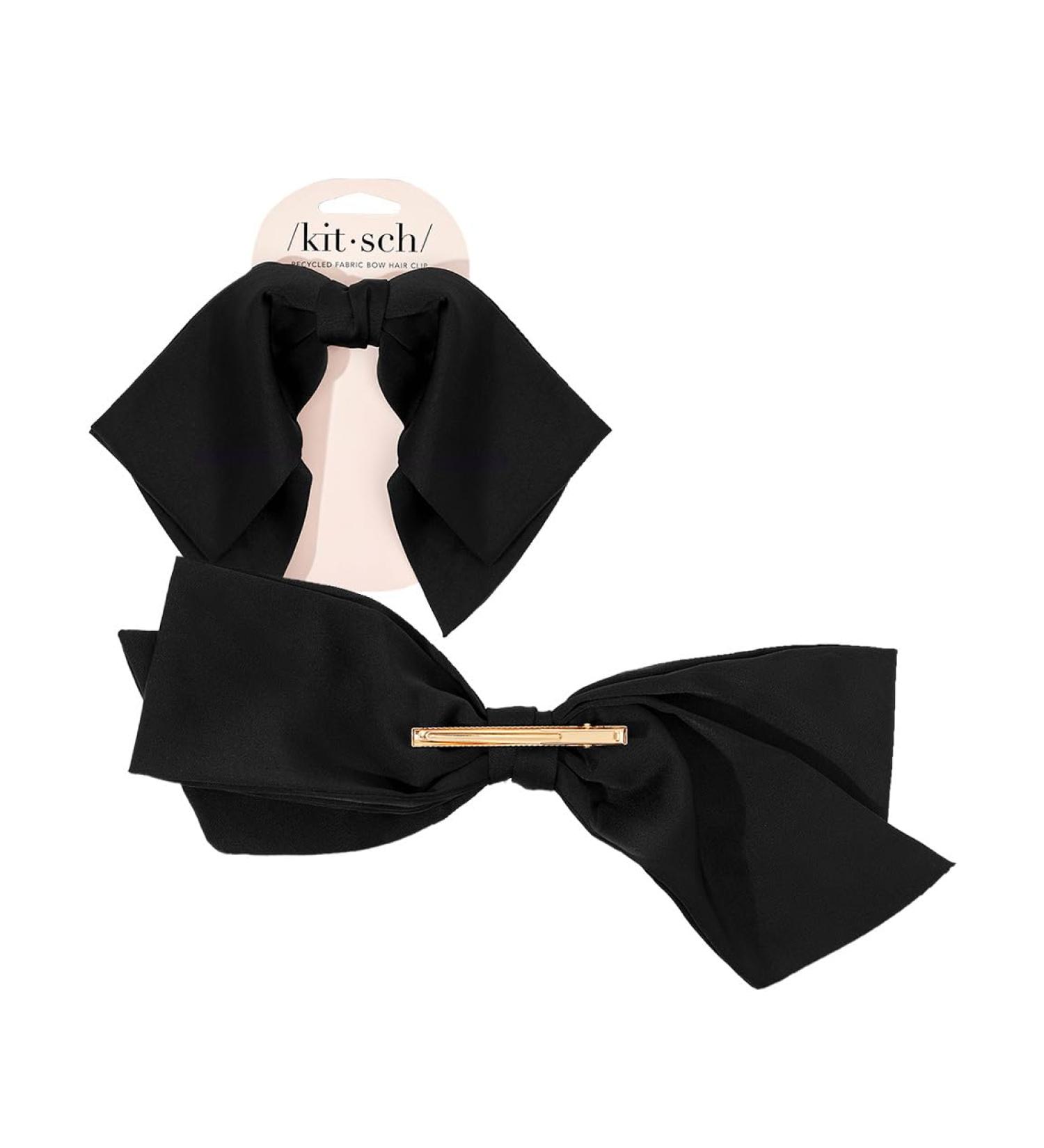 Kitsch Recycled Fabric Bow Hair Clips for Women Oversized Hair Bow Clip Coquette Bows for Hair Cute Ribbon Bow Clip Elegant Clip Bows for Girls Big Bows for Classic Elegant Style 1pc Black - Buy Online on GoSupps.com