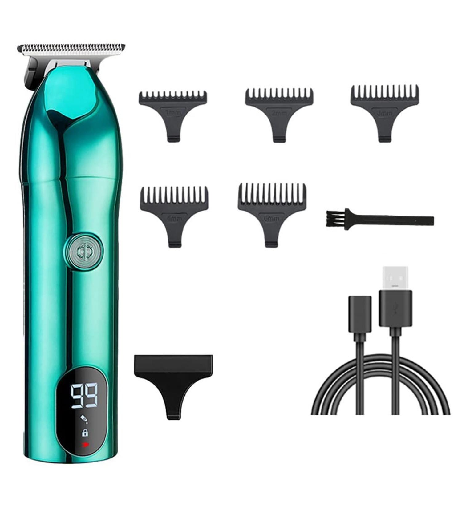 Professional Hair Clippers for Men - Rechargeable Barber Shop T-Blade Trimmer (LCD Green) - Ideal for Home and Kids' Hairstyles - Buy Online on GoSupps.com