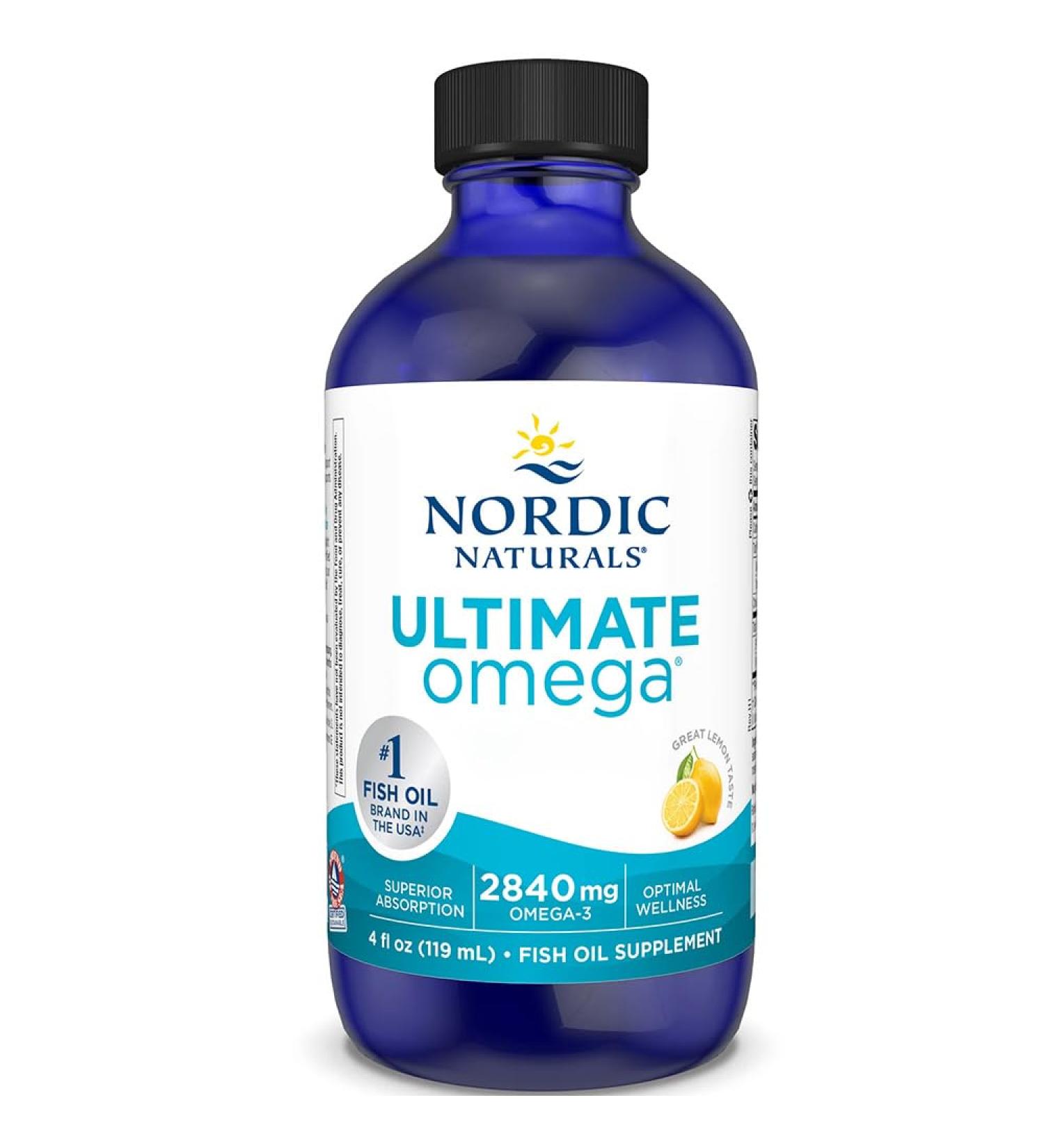 Nordic Naturals Ultimate Omega 2840mg Omega-3 Fish Oil with EPA and DHA Lemon Taste 4 oz Lab Tested Soy Free Gluten Free Non-GMO - Buy Online on GoSupps.com