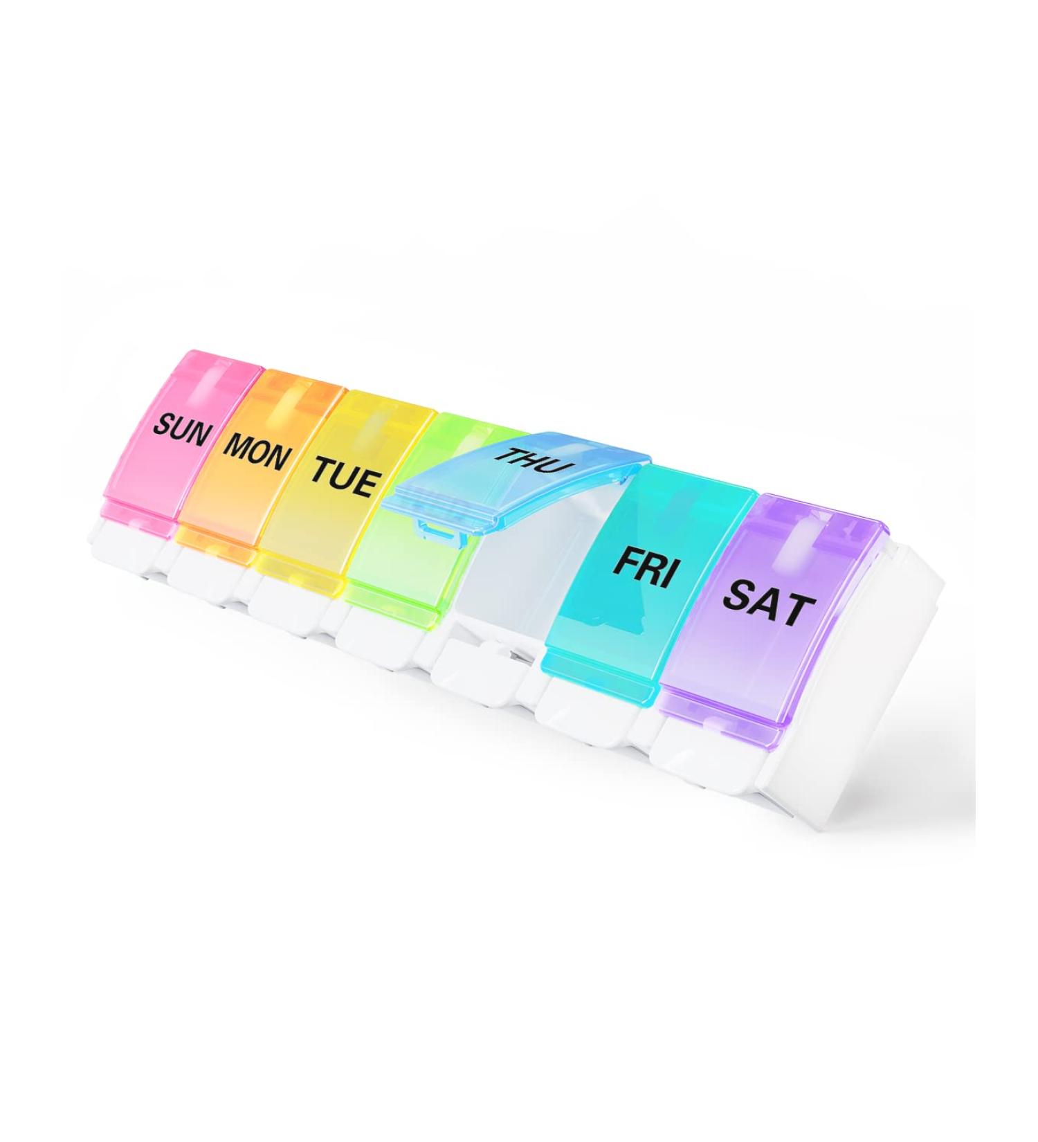 BUG HULL Large Weekly Pill Organizer - 7 Day BPA Free Case for Daily Medication, Travel and Supplements - Buy Online on GoSupps.com