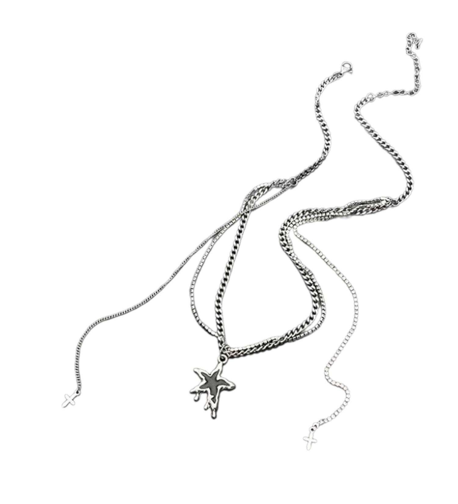 Oralgo's Simple Cross-Tassel Star Necklace - Stylish Collarbone Chain Fashion Jewelry for Women - Buy Online on GoSupps.com