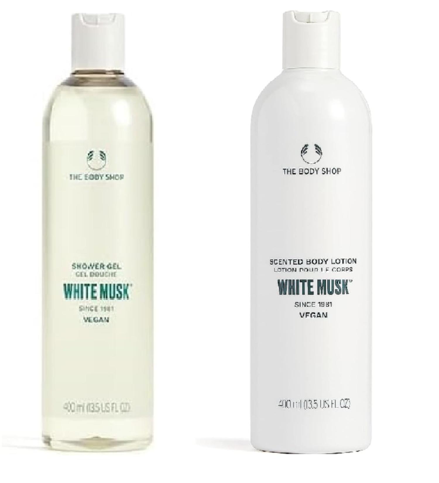 The Body Shop White Musk Lotion and Shower gel 400ml large Fresh floral iconic scent - Buy Online on GoSupps.com