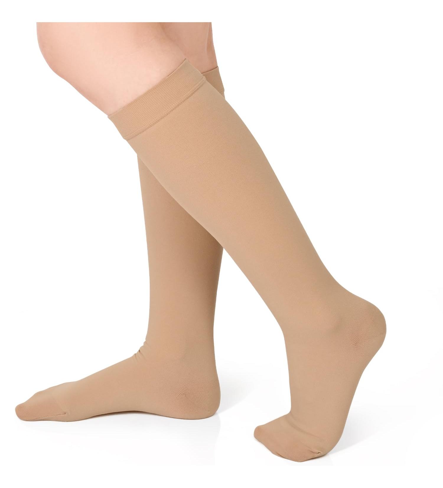 Evolyline Medical Compression Stockings 20-30 mmHg for Men & Women | Closed Toe Support Socks for Varicose Veins & Edema - Beige - Buy Online on GoSupps.com