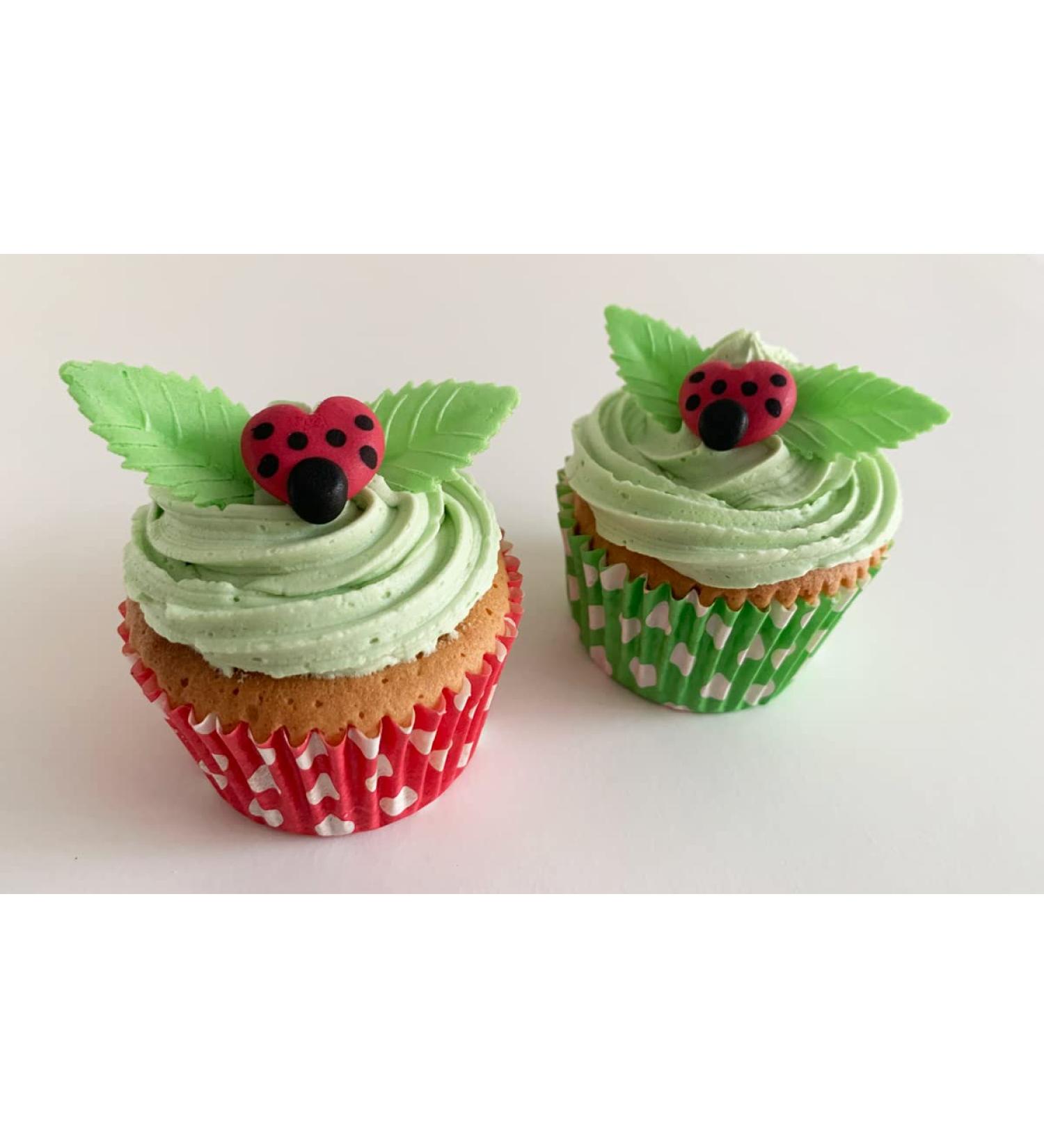 Holly Cupcakes 12 Cute Sugar Ladybirds & 12 Pretty Wafer Leaves - Buy Online on GoSupps.com
