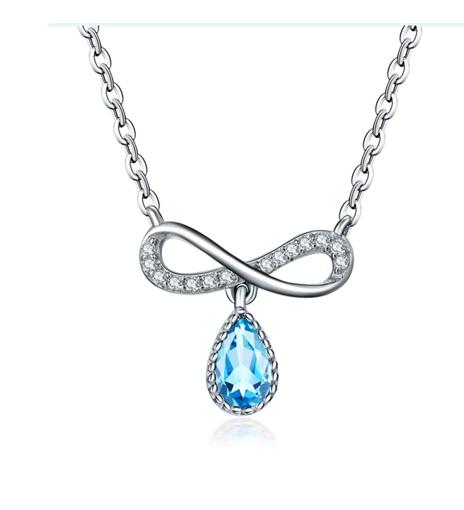 Quartz Healing Crystal Necklace Natural Crystal Blue Topaz Lucky Knot Necklace Bow Female Clavicle Chain for Girls Girlfriend Wife Daughter Mom Anniversary Birthday Crystal Point Pendant Necklace - Buy Online on GoSupps.com
