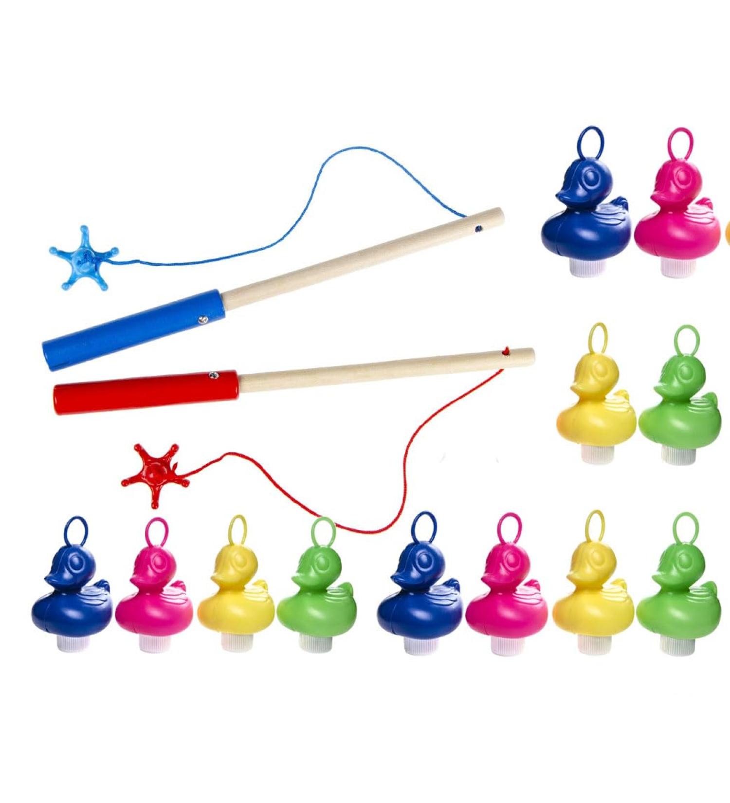 Colorful Duck Fishing Set - 12 Ducks & 2 Wooden Rods for Fun International Shipping! - Buy Online on GoSupps.com