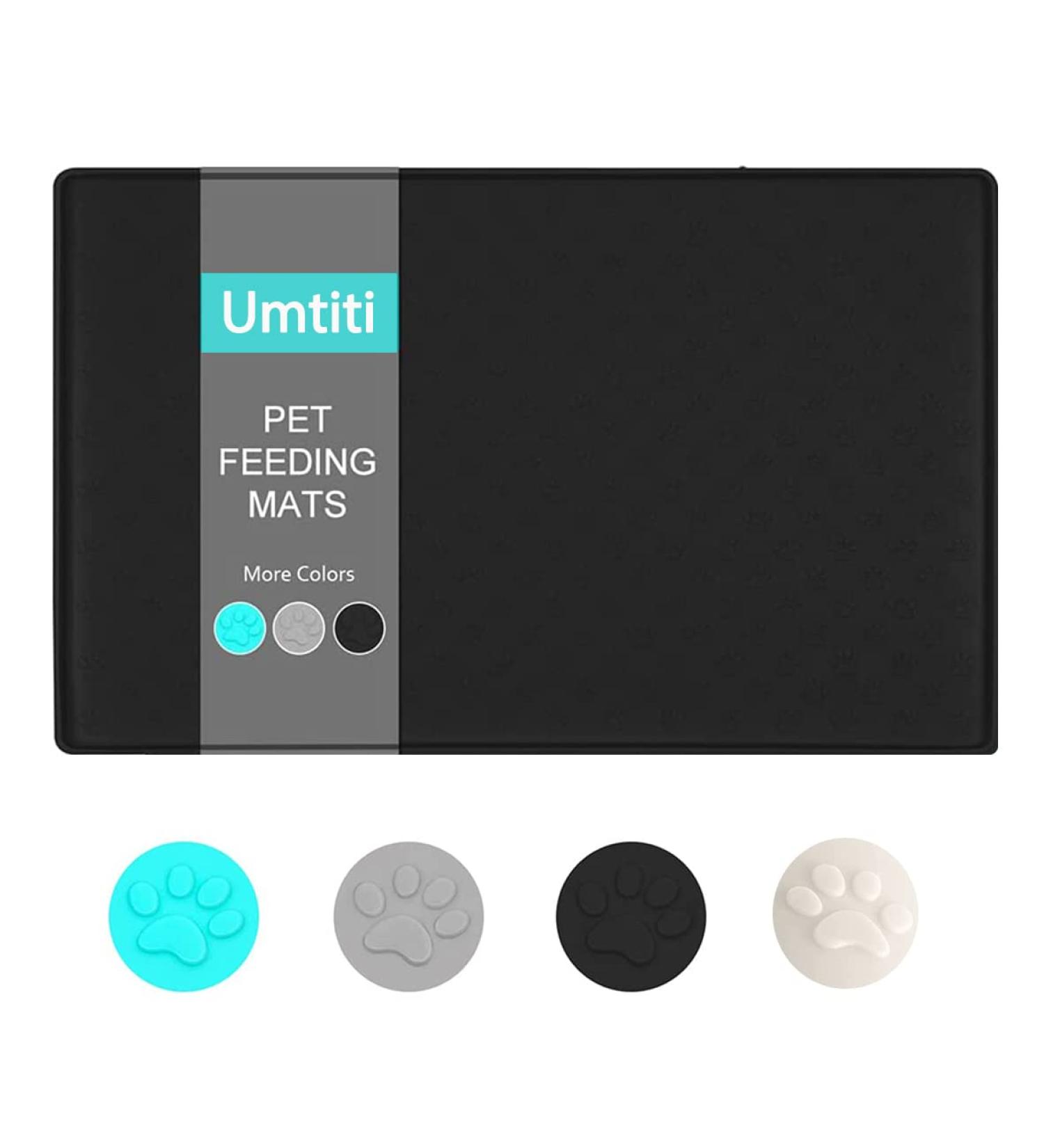 Umtiti Waterproof Non-Slip Silicone Dog Bowl Pad - 48x30cm Black Dishwasher Safe Perfect for Dogs & Cats - Buy Online on GoSupps.com