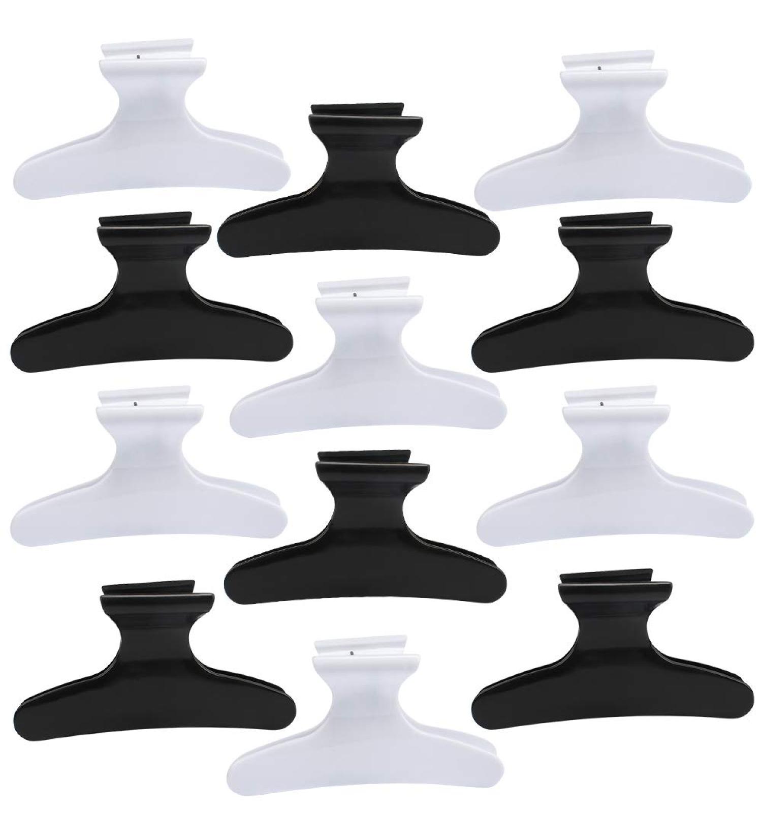 12 Pack BAHABY Hair Clips for Styling - Black & White Butterfly Hair Clamps for Women - Ideal for Deep Conditioning, Blow Drying, Cutting, and Coloring - Buy Online on GoSupps.com