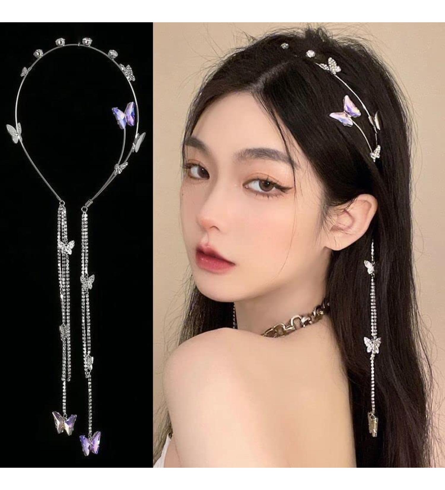 BSLVWG Wedding Butterfly Headband Head Chain Silver Tassel Hair Hoop Band Hair Vine Vintage Decorative Headwear Headpieces Hair Accessories for Women and Girls Headdress (01) (01) - Buy Online on GoSupps.com