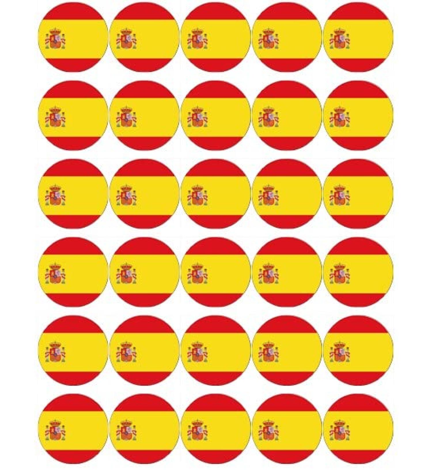 30 Spain Spanish Flags Cupcake Toppers Edible Wafer Paper Fairy Cake Toppers Birthday Cake Decorations