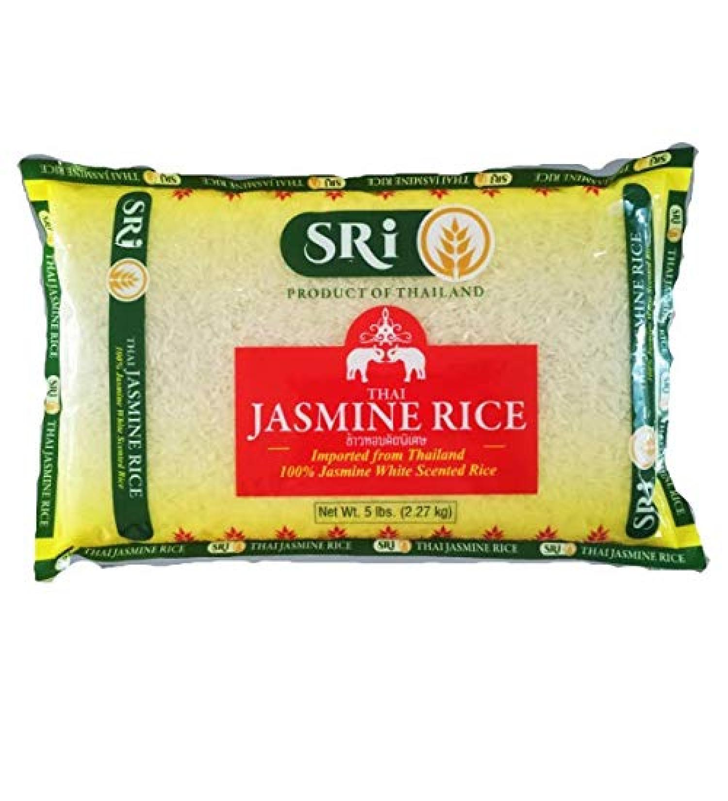 Sri Thai Jasmine Rice, 5 lbs Long Grain Naturally Fragrant Enriched Jasmine Rice, White