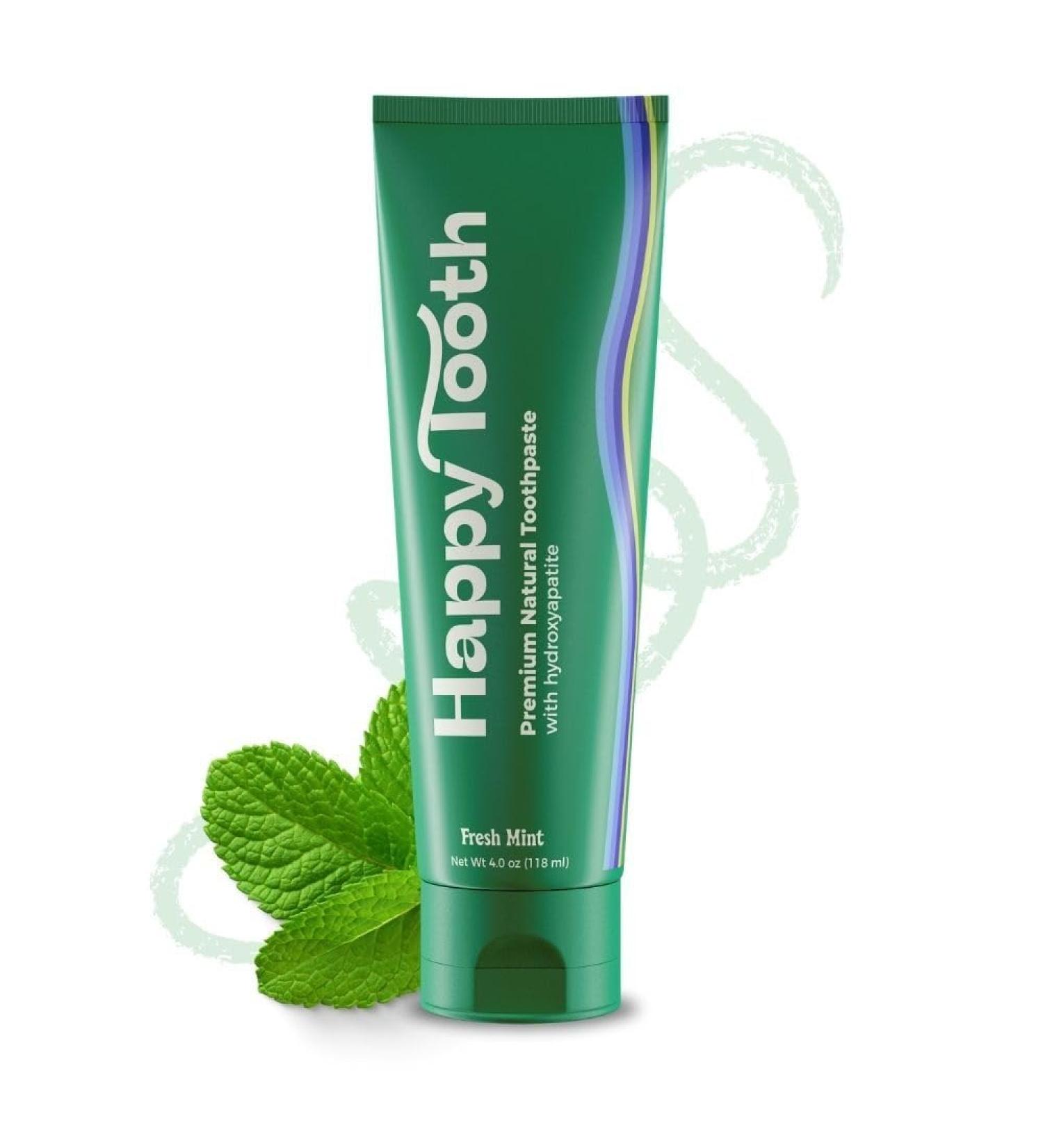 Happy Tooth Hydroxyapatite Toothpaste Fluoride Free Natural Whitening for Kids Toddlers and Adults SLS Free Enamel Safe Dentist Formulated with Clean Ingredients Fresh Mint Flavor 4.0 oz Mint 4 Ounce (Pack of 1) - Buy Online on GoSupps.com