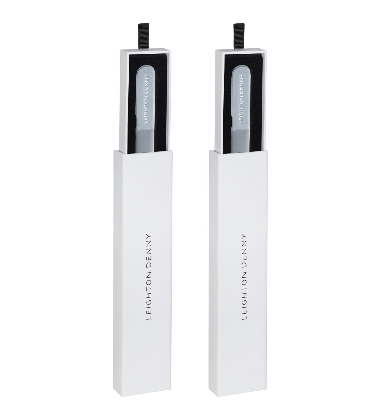 LEIGHTON DENNY Set of 2 Large Crystal Nail Files (195mm) with Cases Grey White 195mm - Buy Online on GoSupps.com