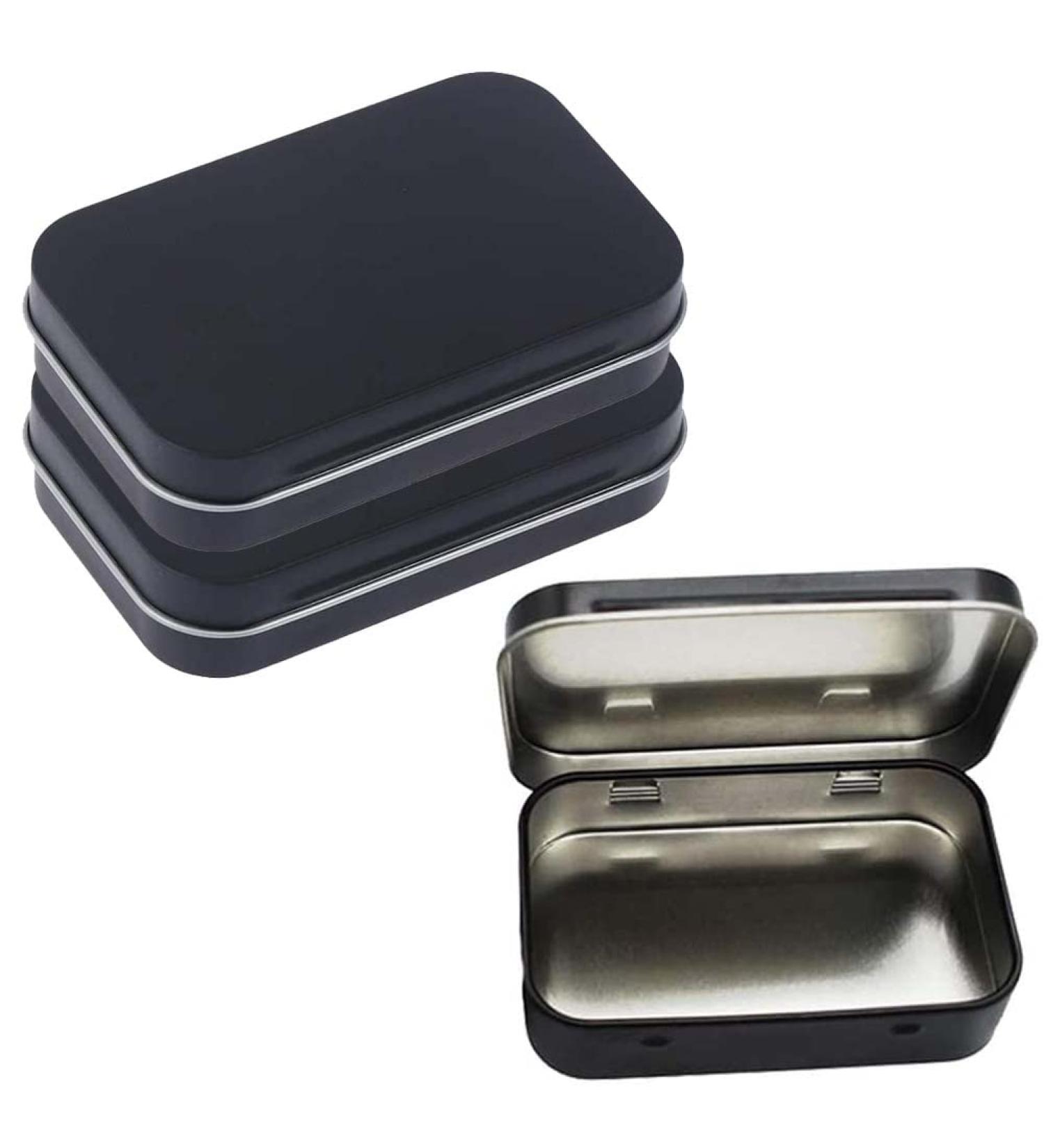 AKOAK 3 Pcs Black Rectangular Empty Hinged Tins - 3.7 x 2.4 x 0.8 Inches for First Aid, Survival Kits, Herbs, Pills, Crafts, and More - Buy Online on GoSupps.com