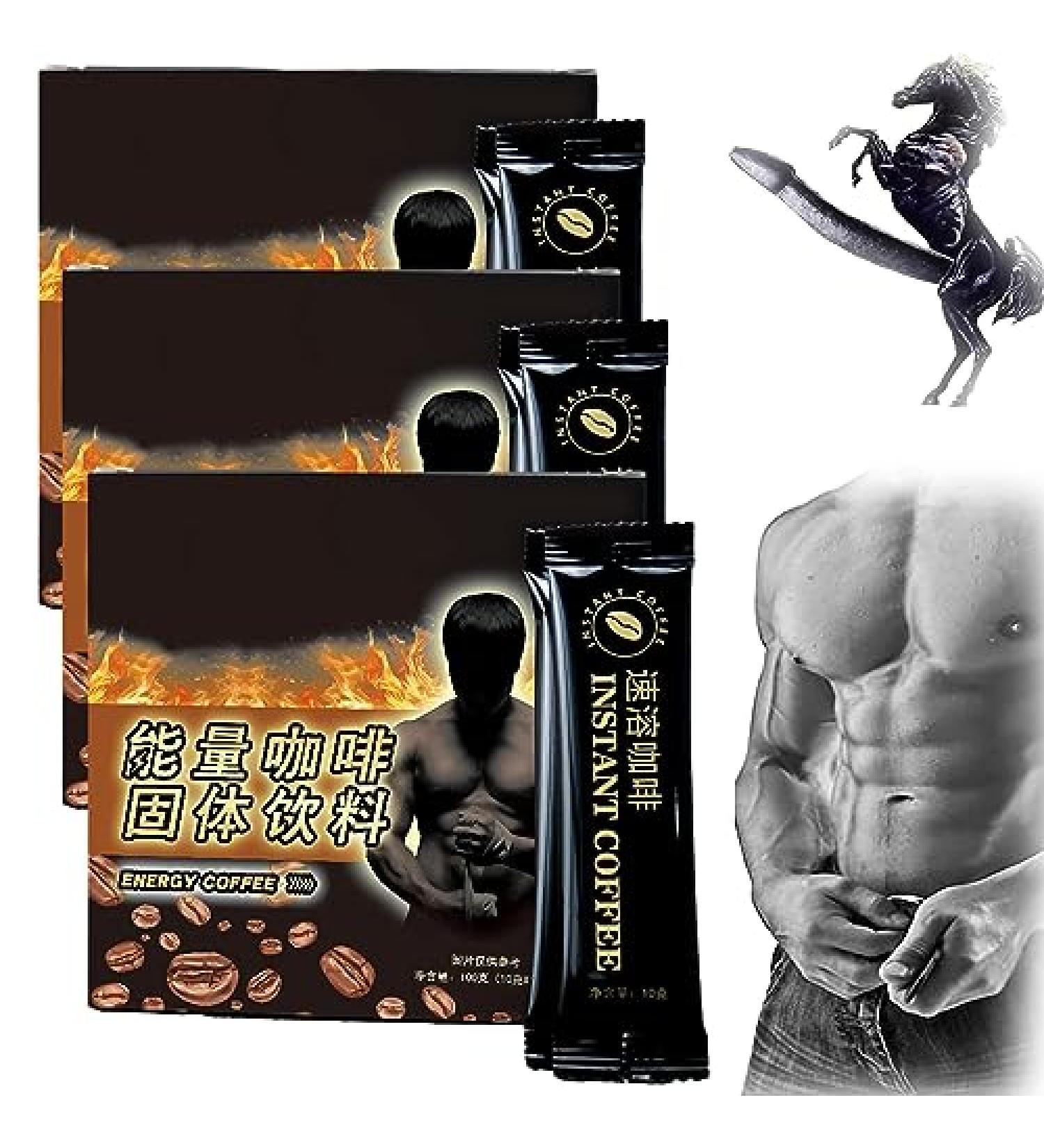 BIUBIULOVE Energy Coffee for Men - Black Maca Energy Coffee for Men Instant Maca Coffee for Men Instant Energy Enhancement Coffee (3 Boxes/30 Bags) - Buy Online on GoSupps.com