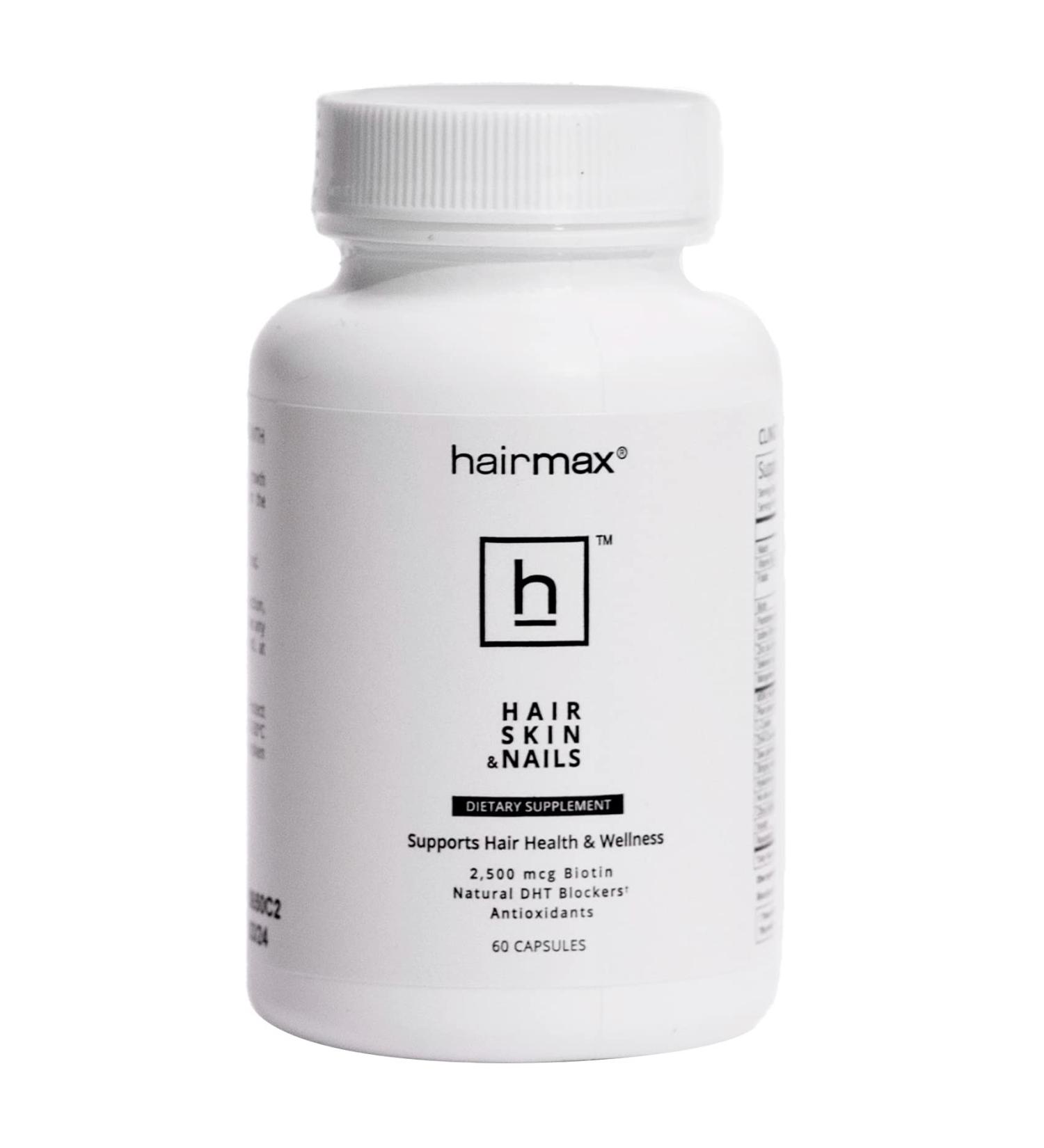 HairMax Biotin Supplement for Hair, Skin, and Nail Health - 2500mcg Biotin, Niacin, Folic Acid, Hyaluronic Acid, DHT Blockers, MSM & Antioxidants - 60 Count - Buy Online on GoSupps.com
