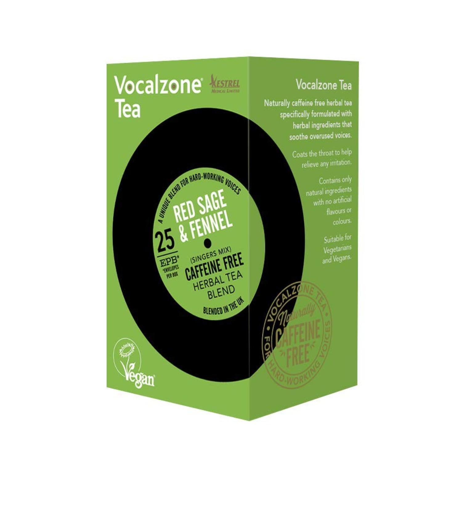 Vocalzone Tea for Throat & Voice Care - Red Sage & Fennel. Caffeine Free Herbal Tea Blend. 25 Tea Bags. Contains Liquorice Root - Buy Online on GoSupps.com
