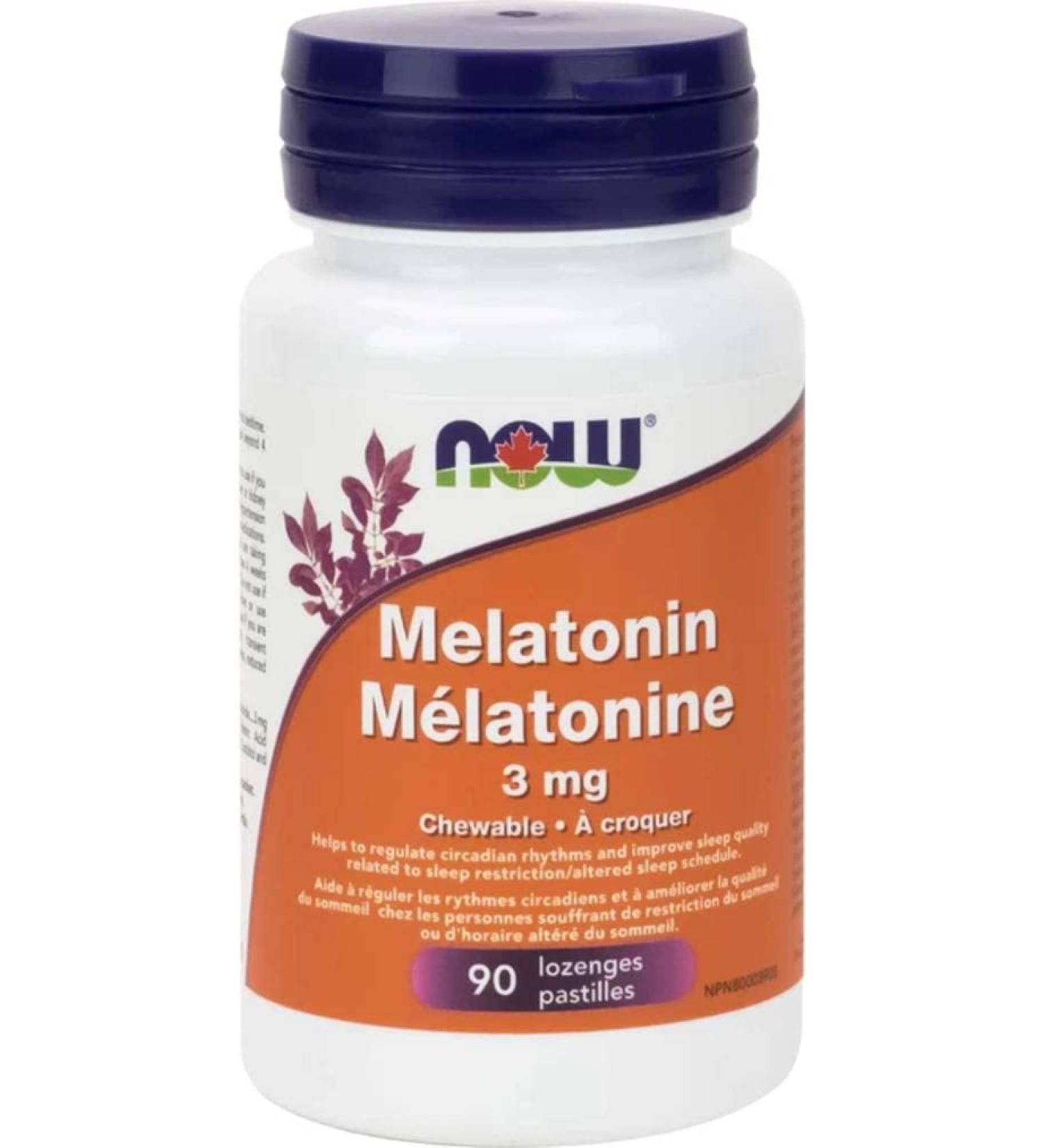 NOW Supplements Melatonin 3mg Peppermint Chewable Lozenges 90 Count - Buy Online on GoSupps.com