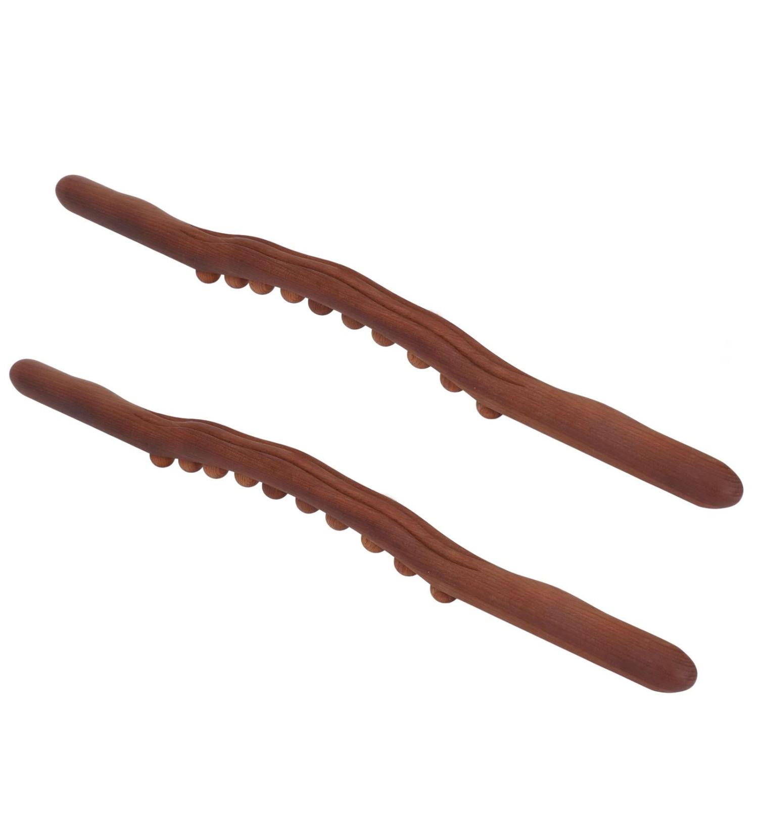 10 Massage Points Gua Sha Tools - 2 Pack Wooden Massage Sticks for Back & Leg Relief | International Shipping - Buy Online on GoSupps.com