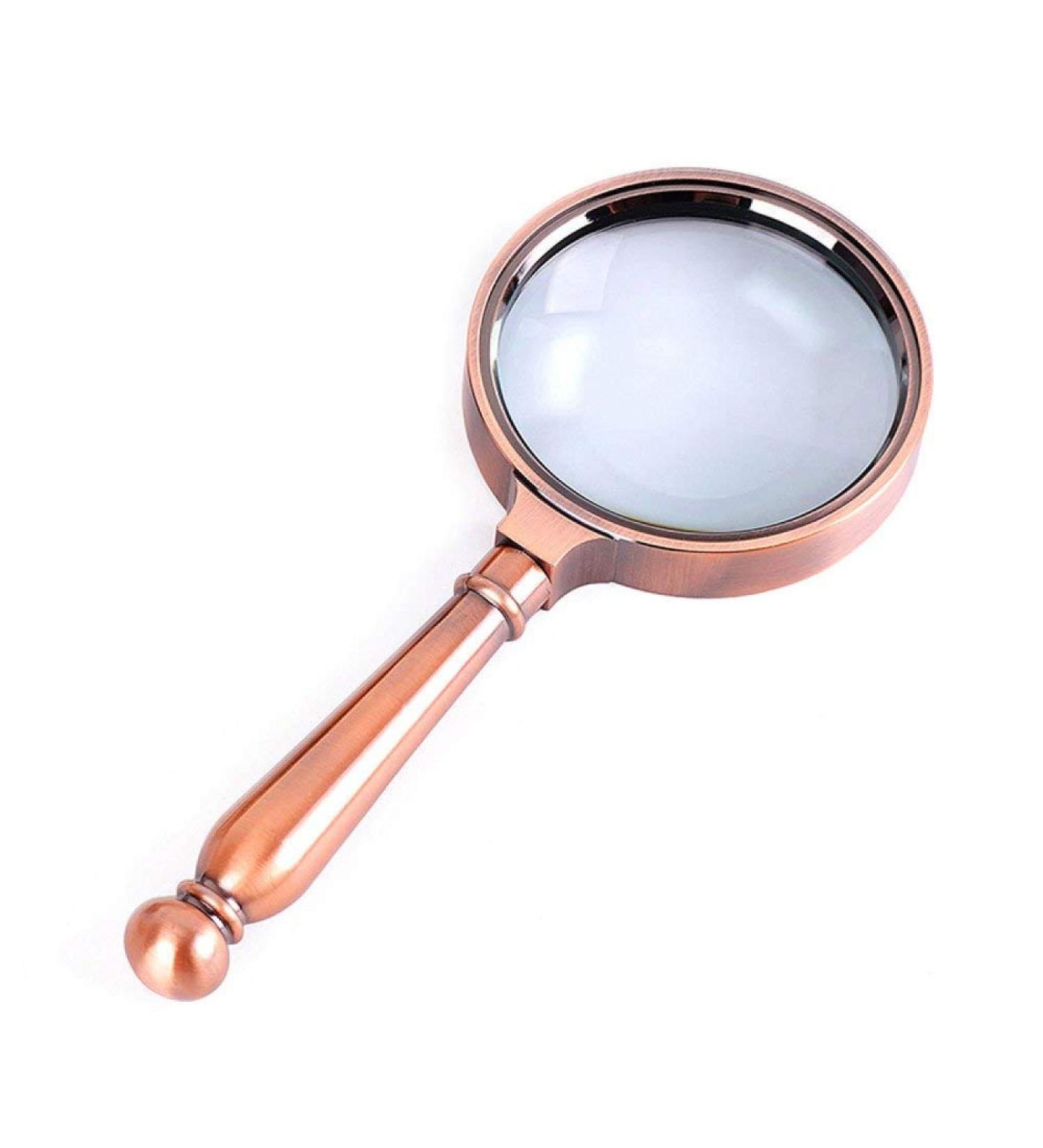 Reading Magnifier Optical Lens 8X Hd Rectangular Newspaper Old Man Portable Metal Handle White Glass Hand-held Magnifier Bronze 80 * 185mm Good Times - Buy Online on GoSupps.com