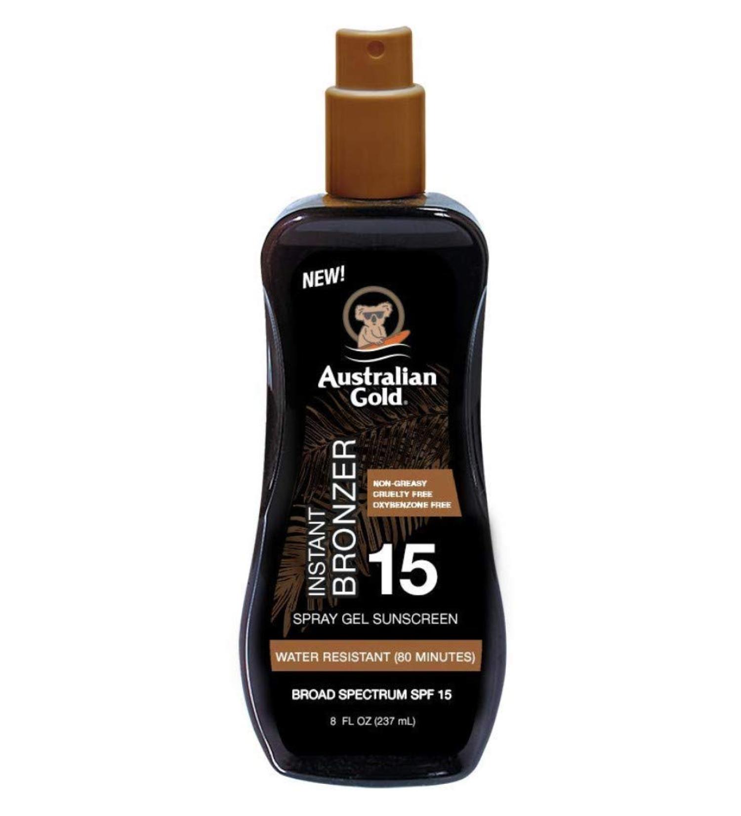 Australian Gold SPF 15 Spray Gel with Instant Bronzer 8 oz (235ml) - 6 Pack - Buy Online on GoSupps.com