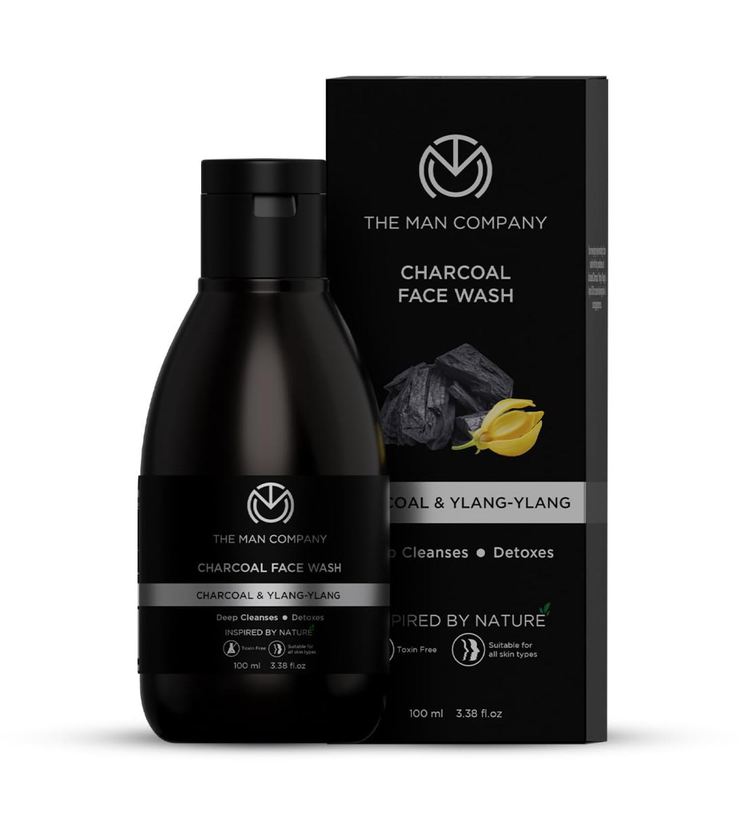 The Man Company Activated Charcoal Face Wash for Men - 100ml | Ylang Ylang & Argan Oils | Deep Cleansing Anti-Pollution Oil Control Blackheads Removal - Shop Internationally - Buy Online on GoSupps.com
