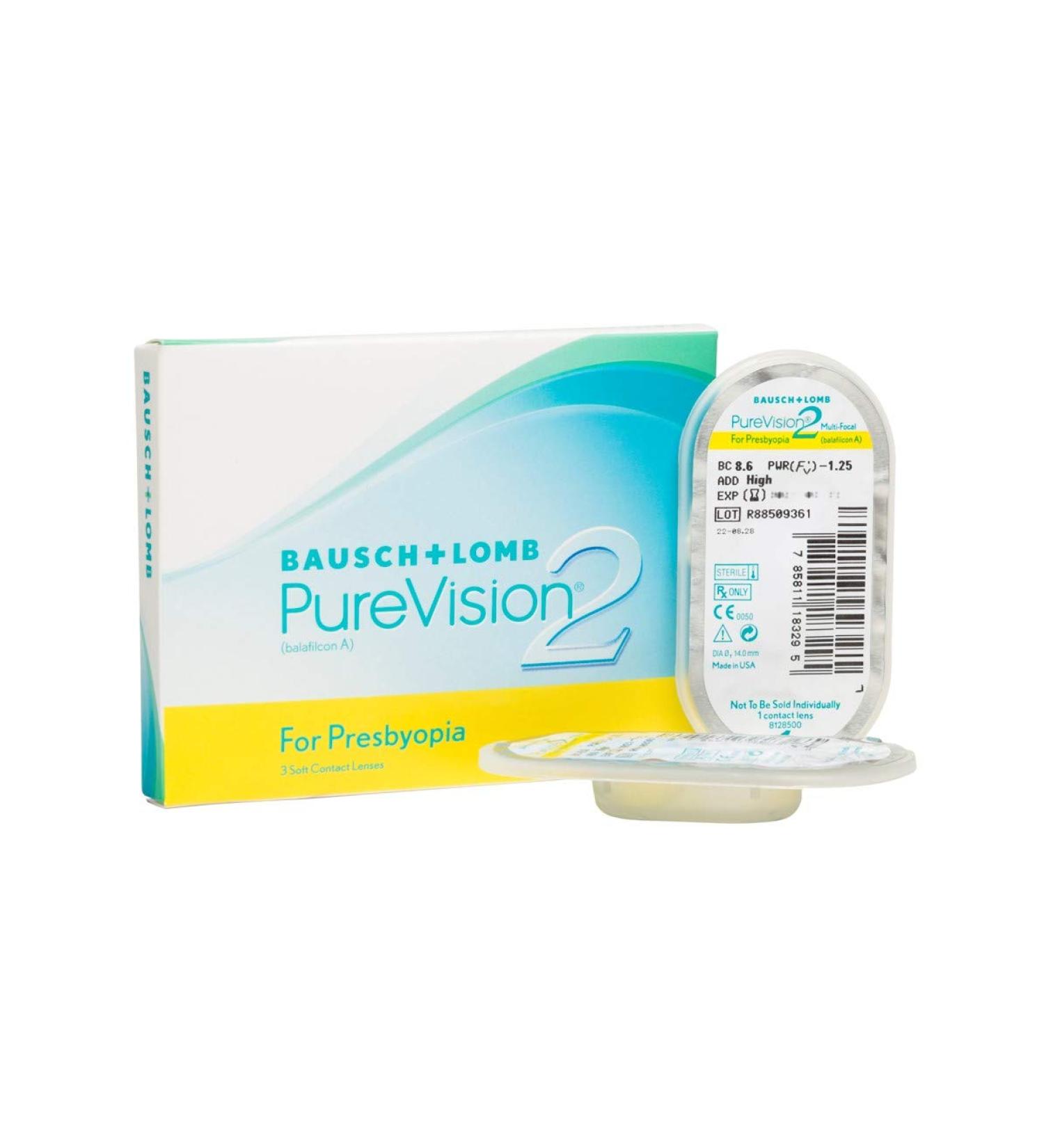 Buy Bausch + Lomb PUREVISION 2 Monthly Lenses for Presbyopia - Thin Varifocal Contact Lenses (3 Pack) - BC 8.6 mm Dia 14 -2.25 Diopter Low Add - International Shipping Available - Buy Online on GoSupps.com