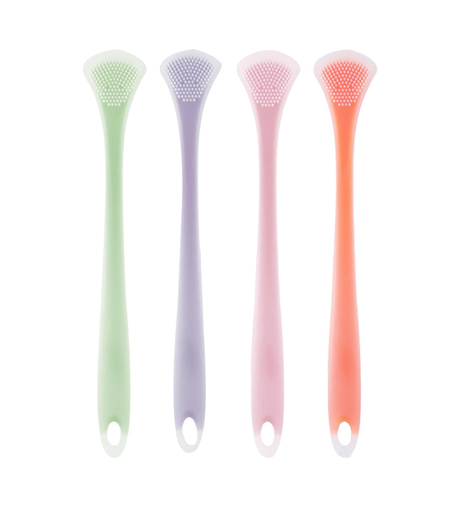 Tongue Scraper Set - 4 Silicone Dental Tongue Cleaners for Fresh Breath & Oral Hygiene - Buy Online on GoSupps.com