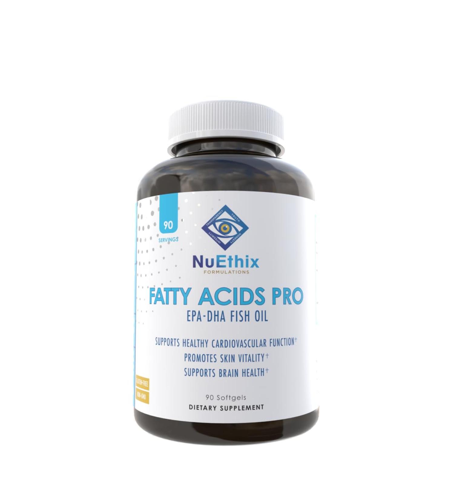 NuEthix Formulations Fatty Acids Pro EPA-DHA Fish Oil Dietary Supplement Super Concentrated and Purified Fish Oil Blend for Optimal Wellness 90 Gel Capsules - Buy Online on GoSupps.com