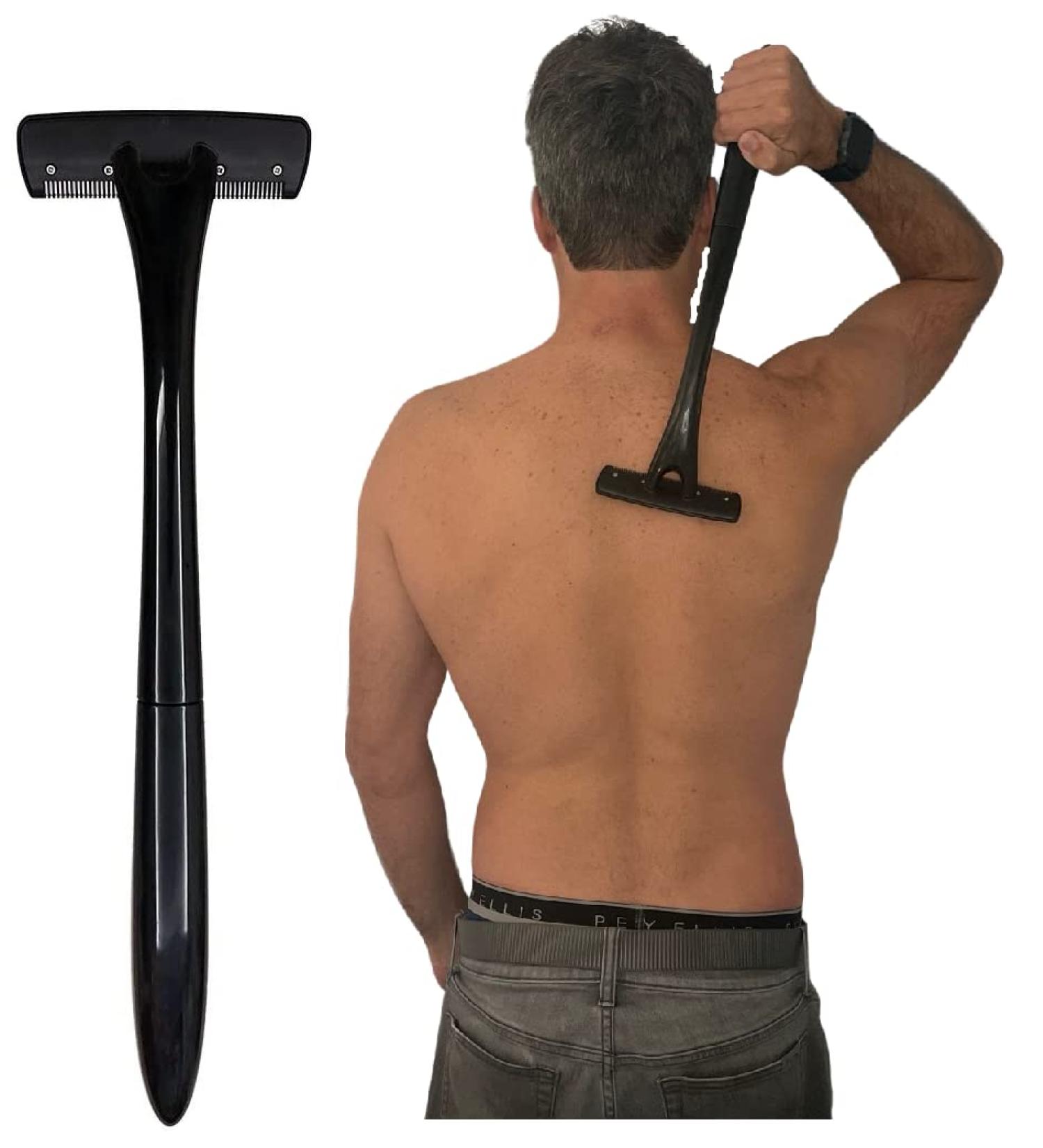 Men's DIY Body Shaver: Curved Head, Long Handle, 25c Razor Replacement - Say Goodbye to Embarrassing Back Hair! - Buy Online on GoSupps.com