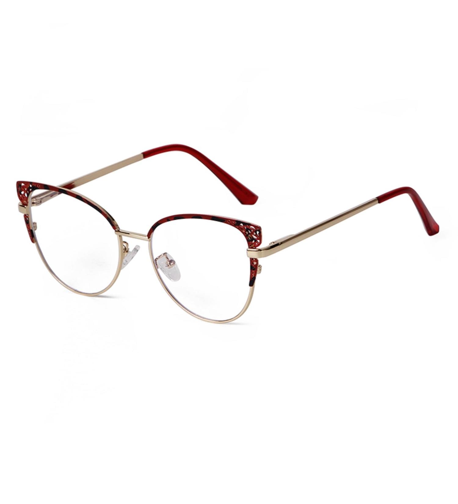 Chic Cat Eye Red Glasses for Women - ADEWU Blue Light Filter Frames | Stylish Fake Glasses Without Prescription - Buy Online on GoSupps.com