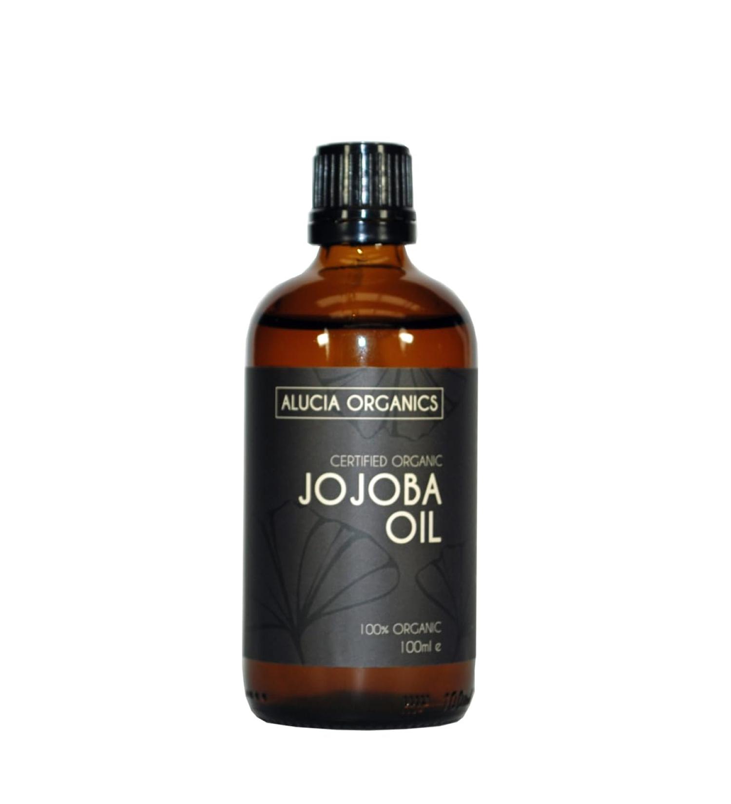 Alucia Organics Certified Organic Jojoba Oil 100ml - Pure Natural Cold Pressed Vegan Skin Oil Face Body Massage (100ml) - Buy Online on GoSupps.com