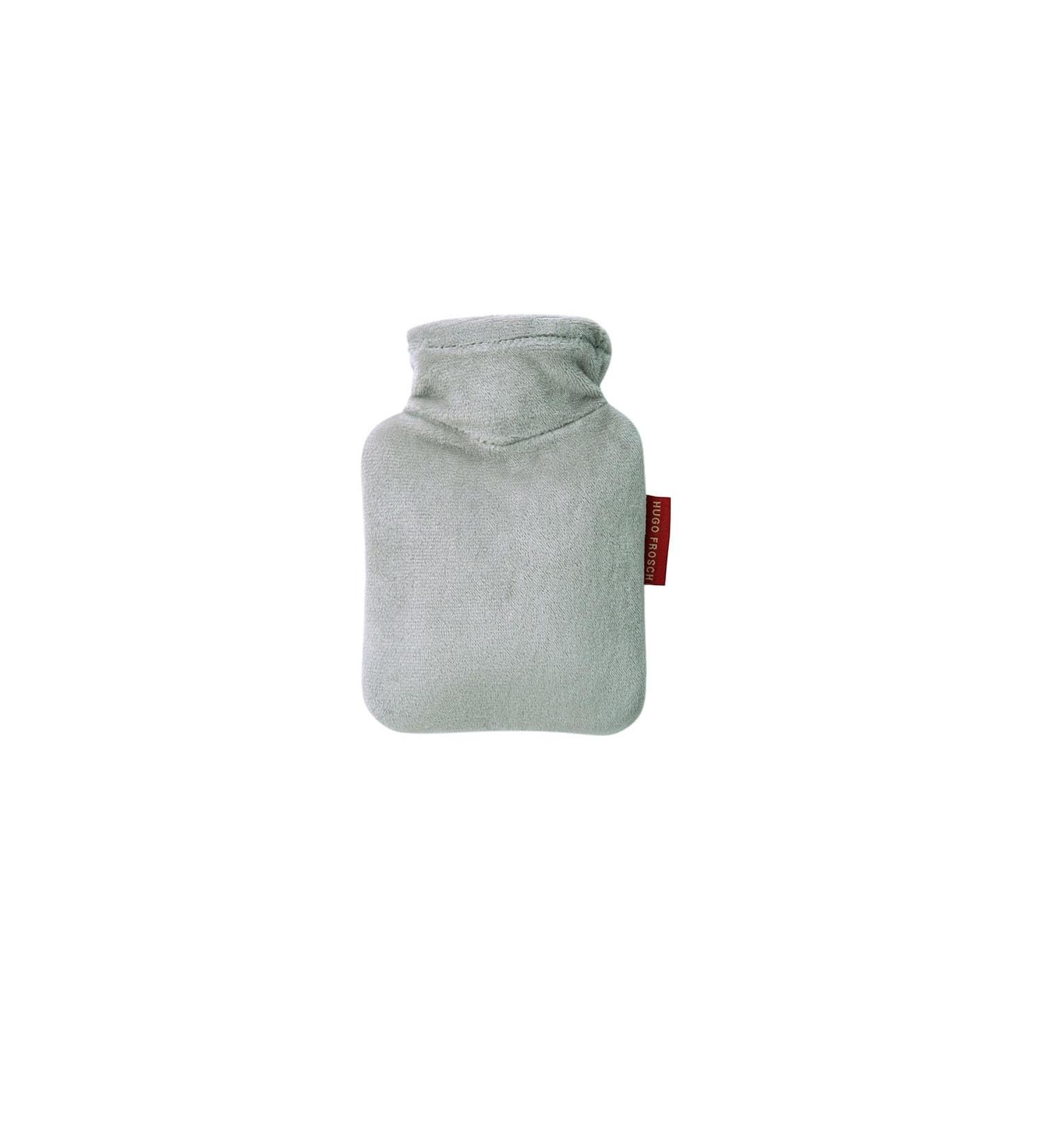 Hugo Frosch Mini Hot Water Bottle 0.2L - Grey Velour Cover | Eco-Friendly Comfort for All Ages - Buy Online on GoSupps.com