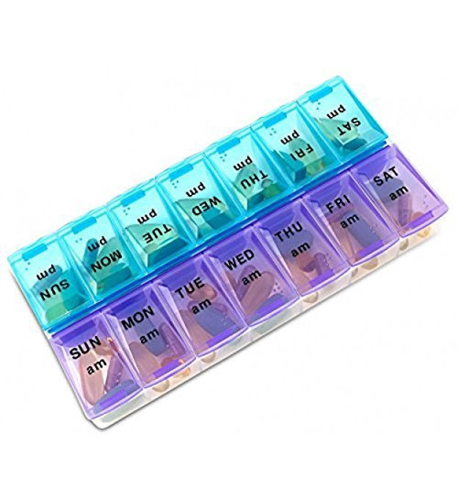 7-Day Pill Organizer Box with Snap Lids - Ideal for Larger Pills | International Shipping Available - Buy Online on GoSupps.com