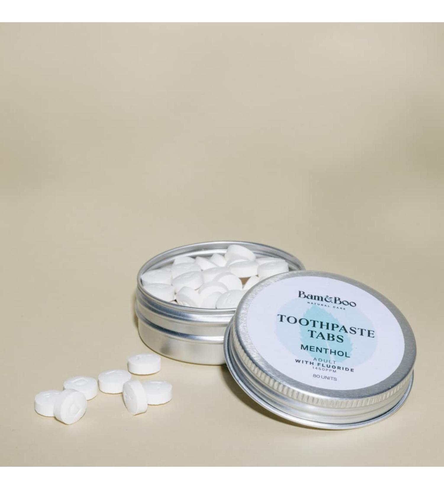 Bamboo Toothpaste Tablets for Adults | 80 Natural Vegan & Plastic-Free Pills | Eco-Friendly Fluoride Dental Care - Buy Online on GoSupps.com