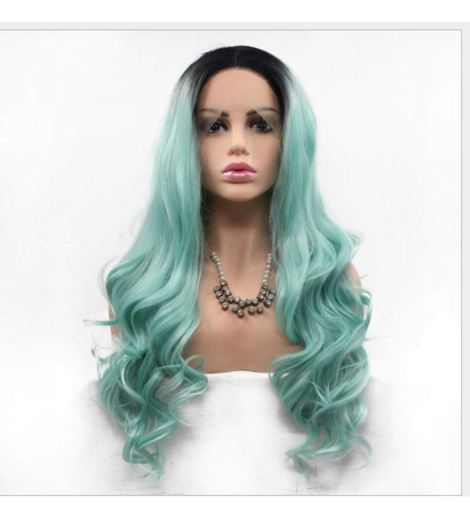 BGHJUE Synthetic Hair Wig with Natural Bangs - Fluffy Green Pixie Cut with Highlights for Women - International Shipping - Buy Online on GoSupps.com