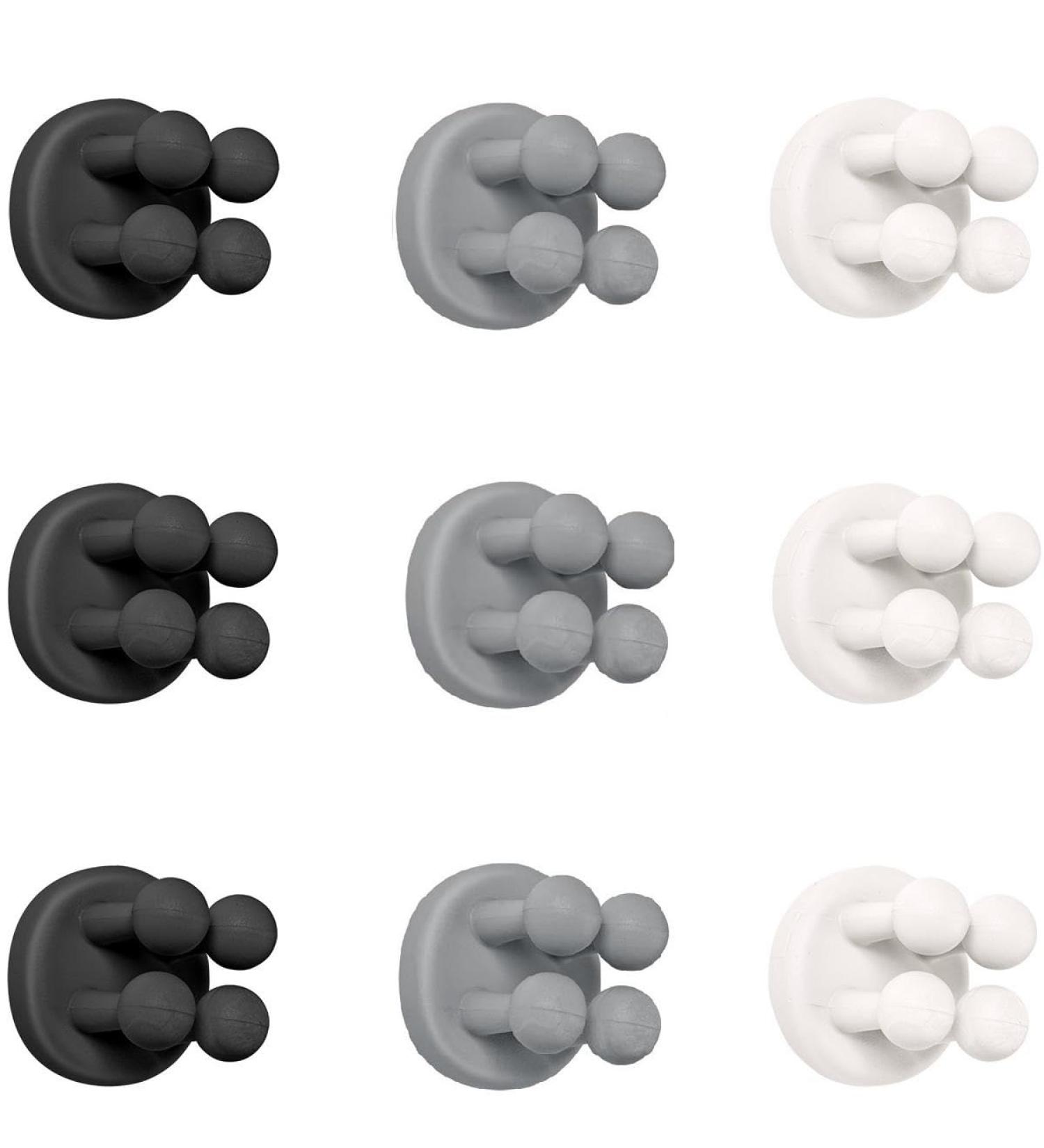 Tecbull Funny Hooks Toothbrush Holder & Razor Holder - Self-Adhesive No Drilling 9x Black/Gray/White + Replacement Pads - Perfect Bathroom Organizer - Buy Online on GoSupps.com
