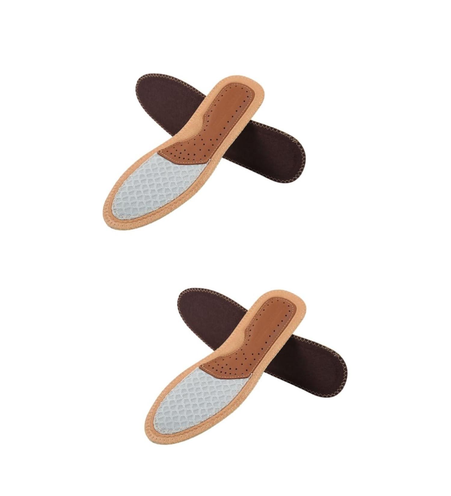 GLEAVI Leather Insoles - 2 Pairs Breathable Cowhide Orthotic Shoe Pads | Sweat Absorbing Non-Slip Comfort - Buy Online on GoSupps.com