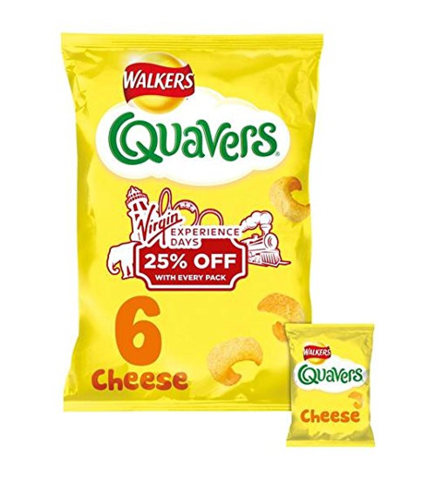 Walkers Quavers Lot de 6 collations au fromage 16 g
