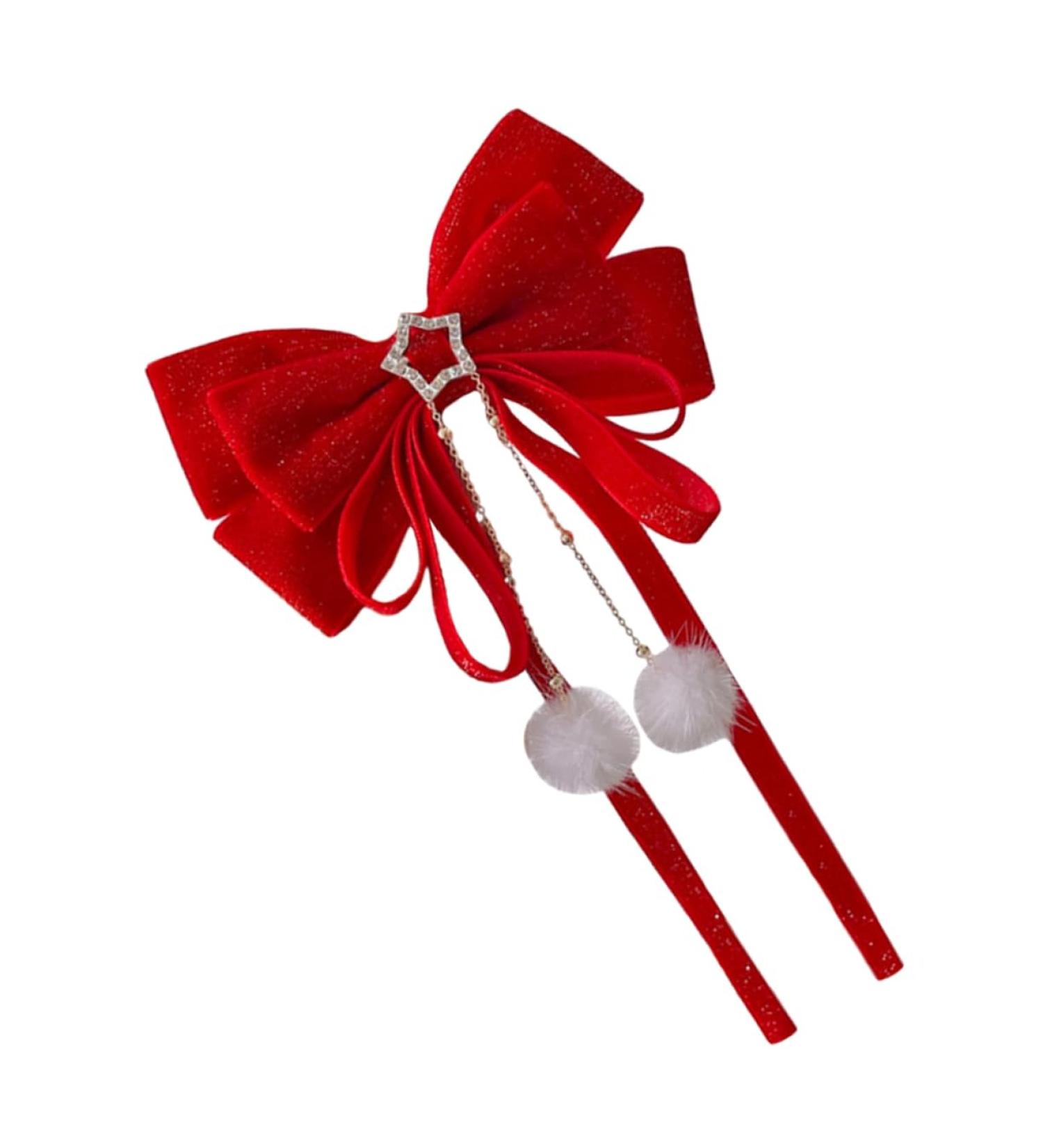 1pc hair accessories sweet bow hairpin cute bow hair clips girl bow hair clips big bow hair clip bowknot barrettes bowknot hair clips red hair clips Baby flocking bow tie Christmas - Buy Online on GoSupps.com