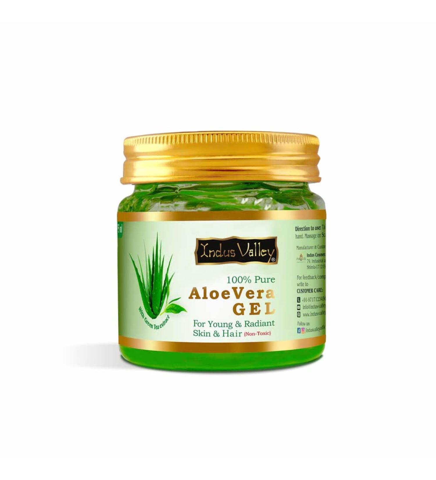 INDUS VALLEY 100% Pure Aloe Vera Gel - 175ml (5.92 Fl Oz) - Natural Skin & Hair Care - International Shipping Available - Buy Online on GoSupps.com