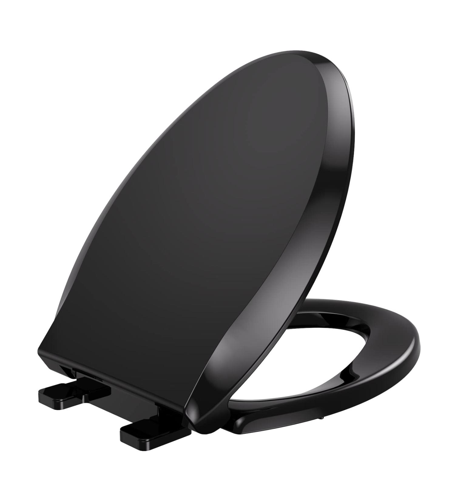 YASFEL Elongated Black Soft Close Toilet Seat - Universal Fit, Ergonomic Design - Buy Online on GoSupps.com